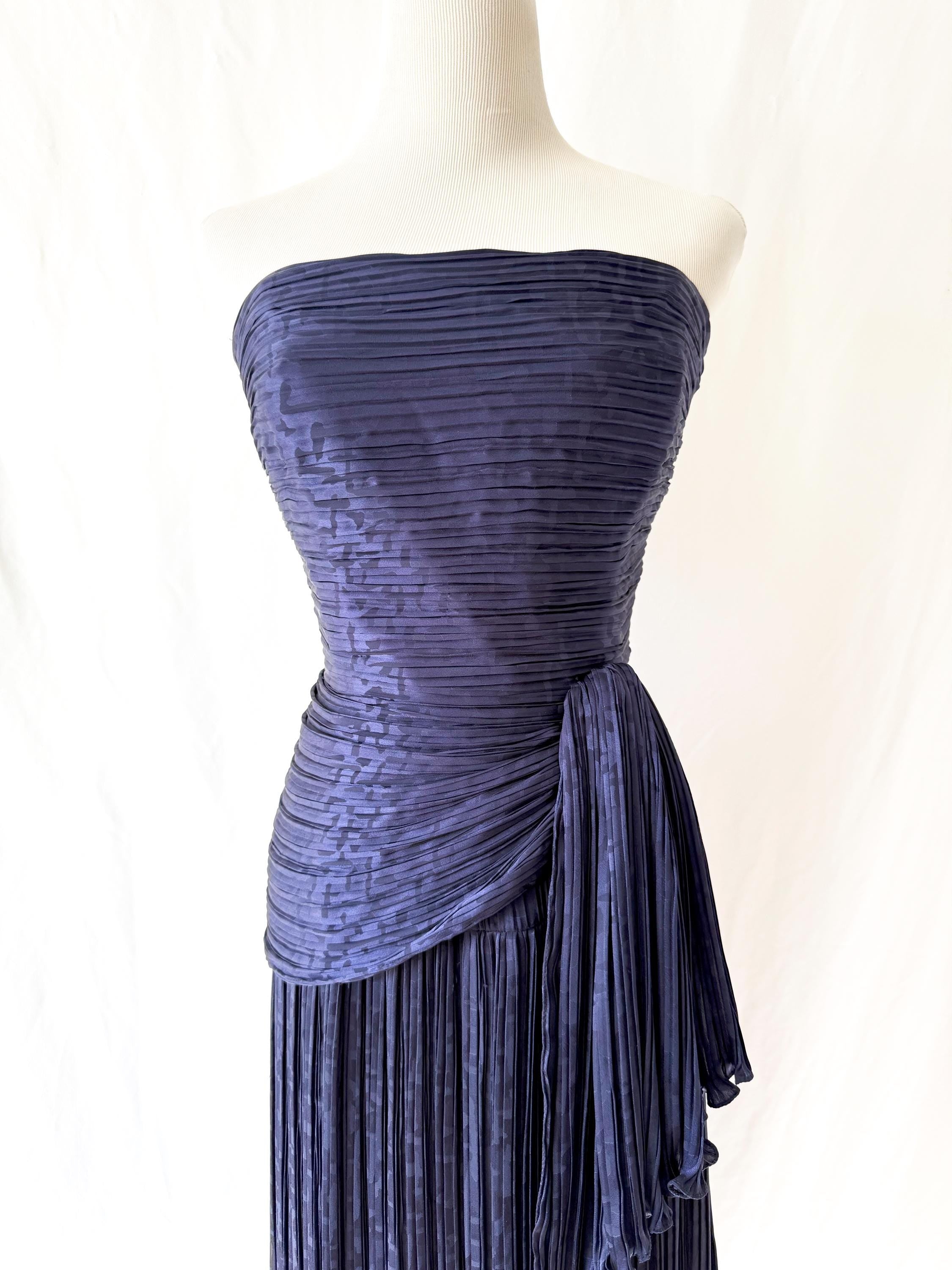 Vintage 1980s Purple Column Gown  / Michael Casey / Small