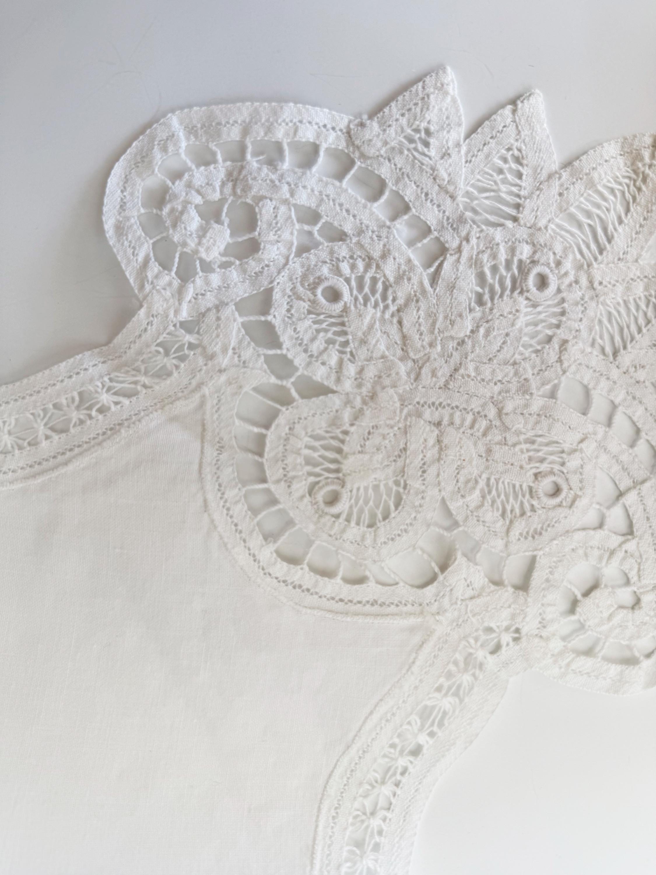 Vintage Bun Warmer Bread Basket Liner Battenberg Lace