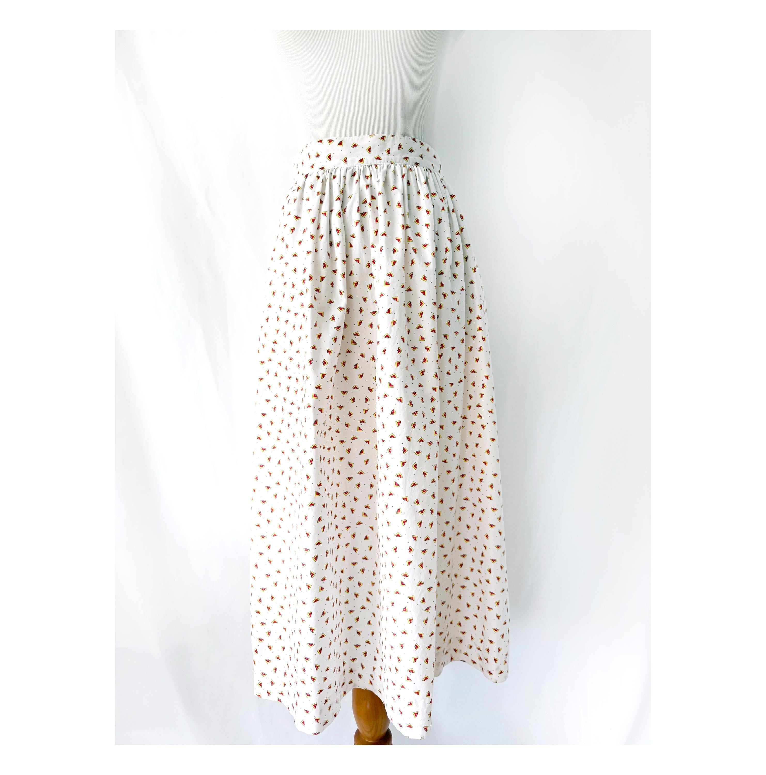 Vintage 1980s high waist white cotton skirt by Samantha Scott small