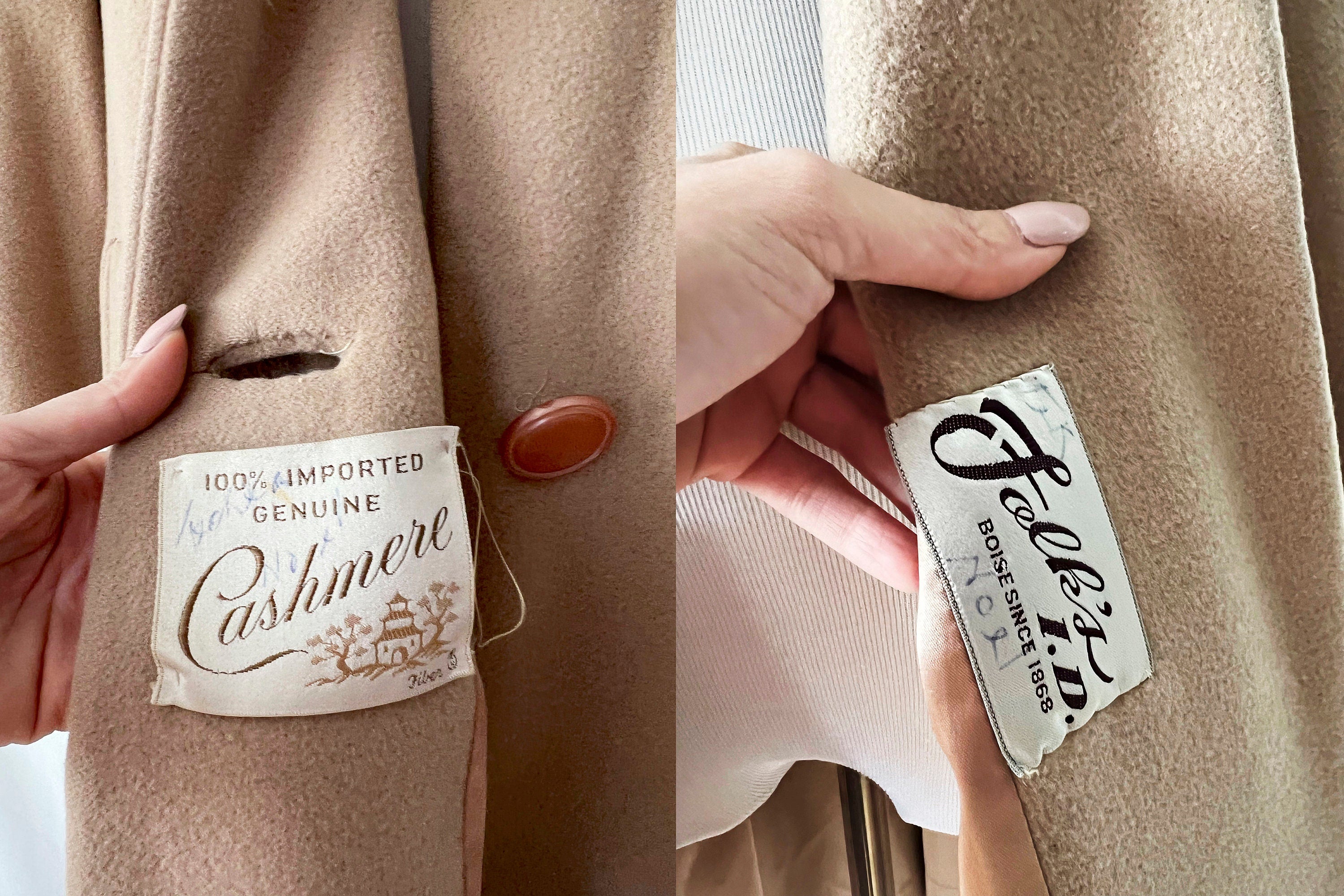 vintage 1960s cashmere and fur coat medium