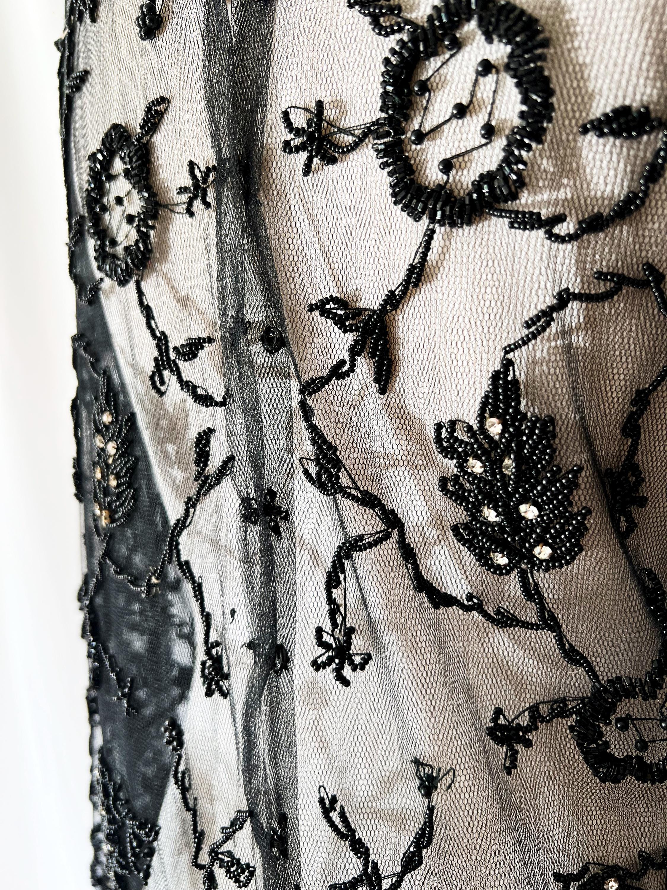 vintage sheer beaded dress medium / large