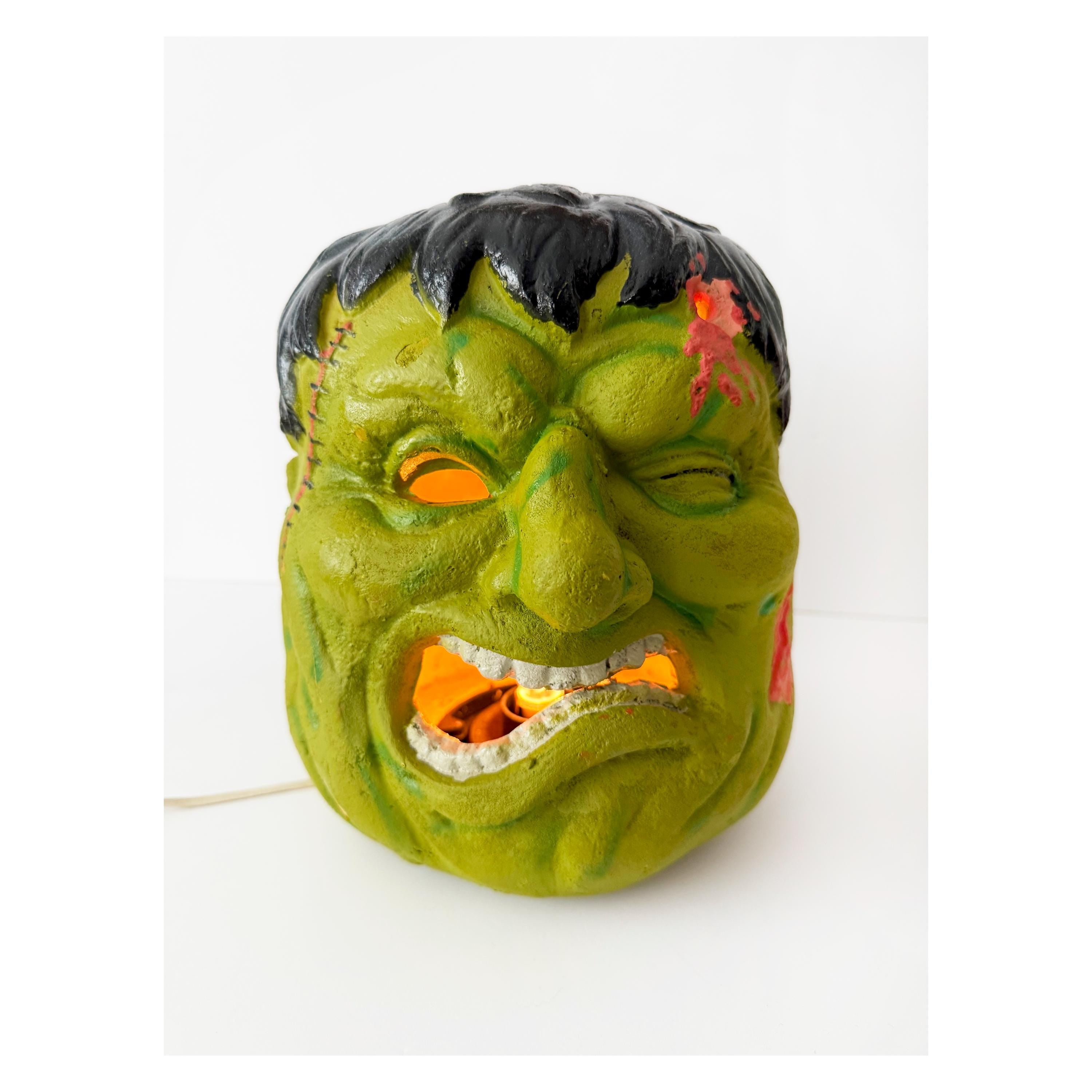 1996 Frankenstein Head Halloween Light Up Blow Mold Foam Face Matrix Industry