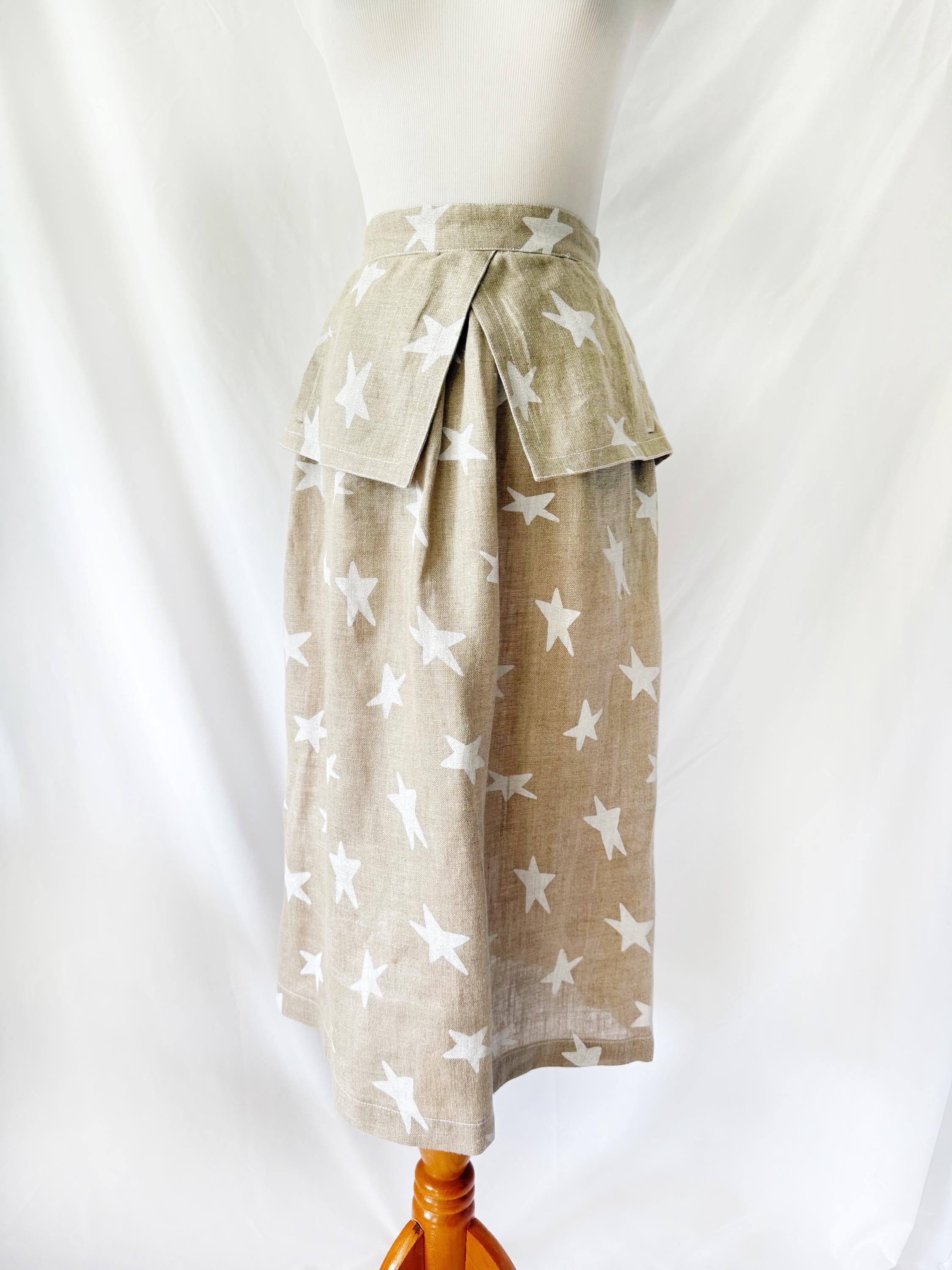 Stars Linen Peplum Skirt Set Small