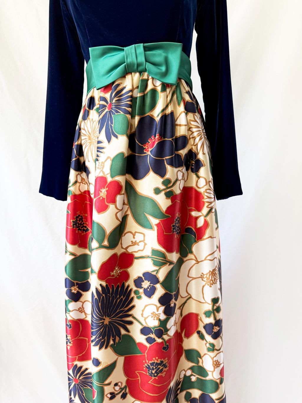 Vntg 1960s Silk Velvet Gown | 60s Floor Length Dress Small