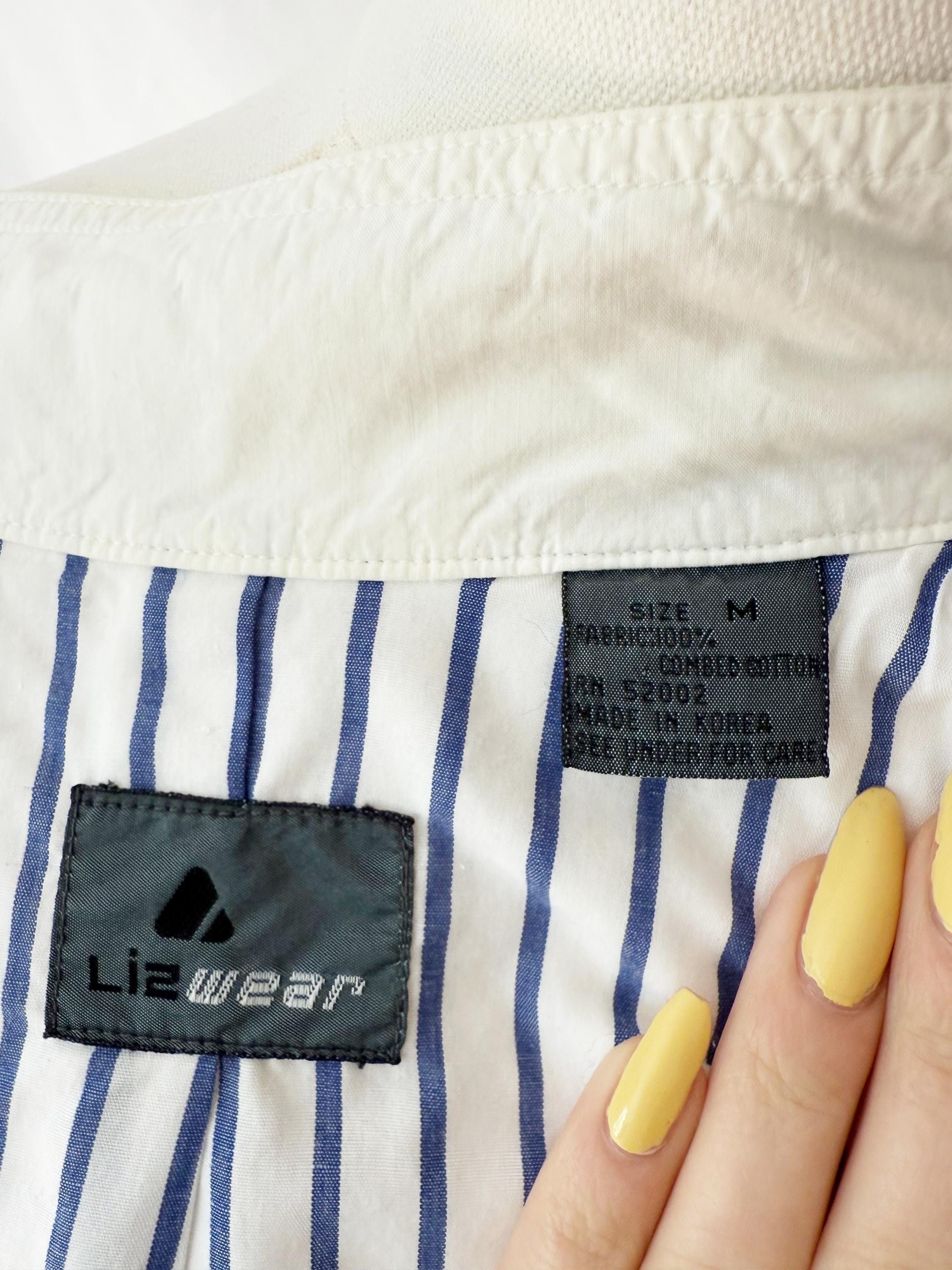 Vintage Lizwear Bomber sailing striped cotton Jacket W Shoulder Pads Sz M