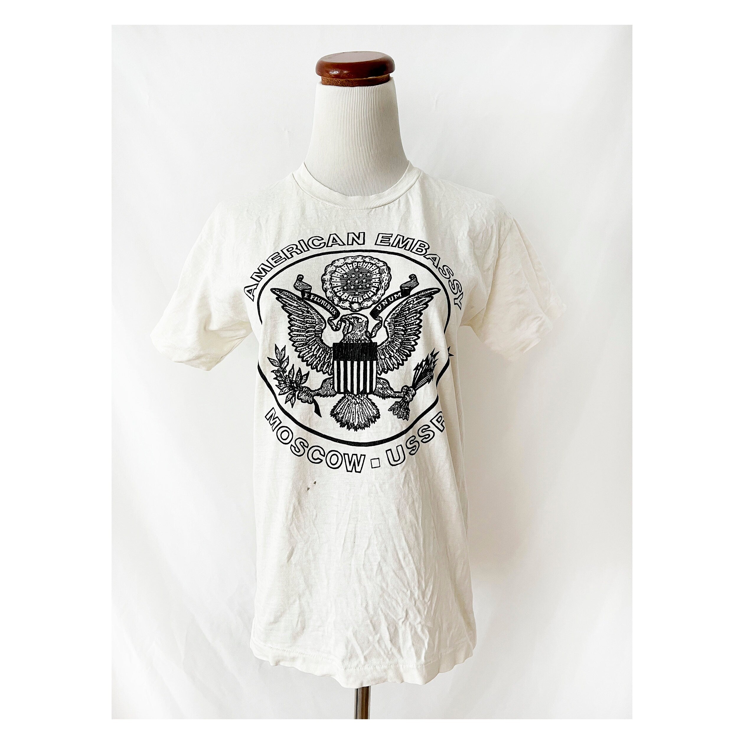 vintage tshirt american embassy moscow ussr vintage tee shirt  small
