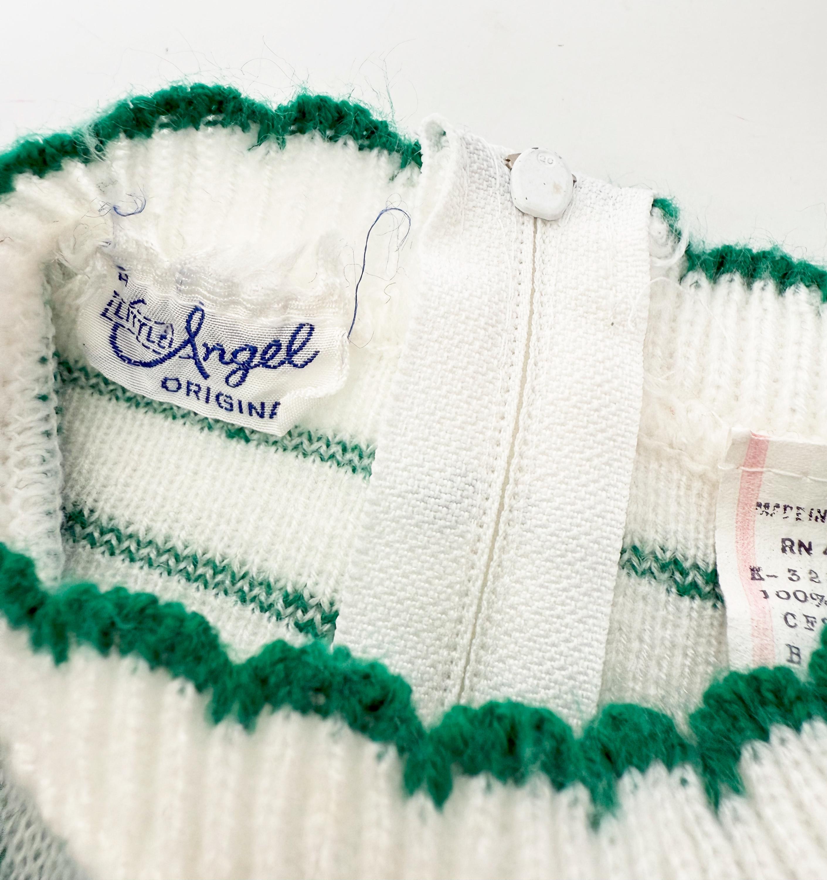 18-24 months 1980s vintage animal sweater green and white  size 2t vintage toddler clothes