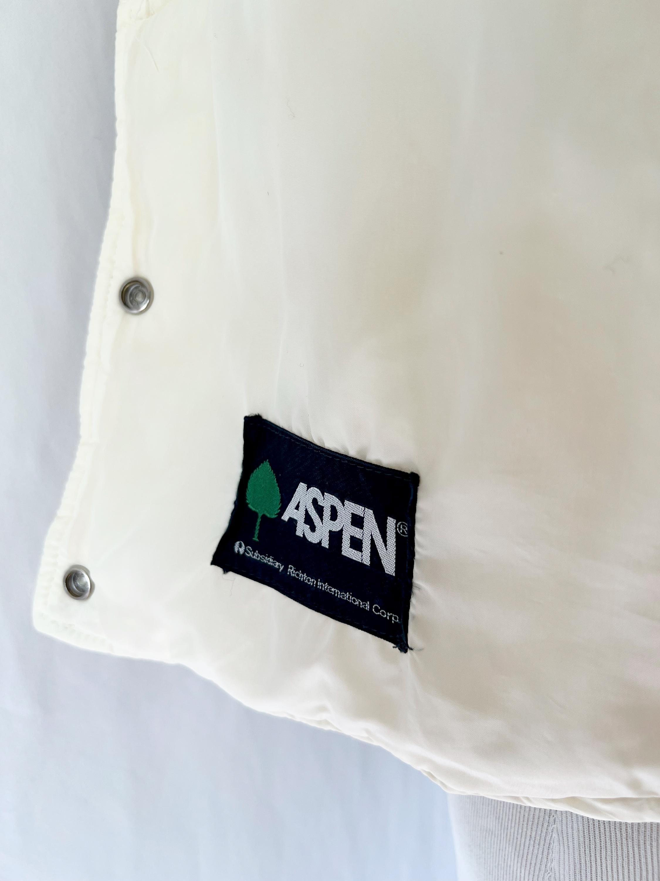 vintage 1980s white puffer vest aspen small medium