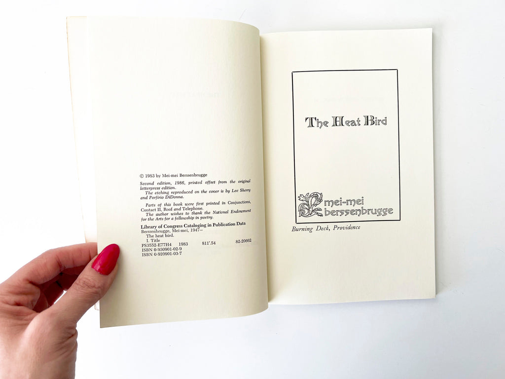 1983 the heat bird by mei-mei berssenbrugge / poetry book