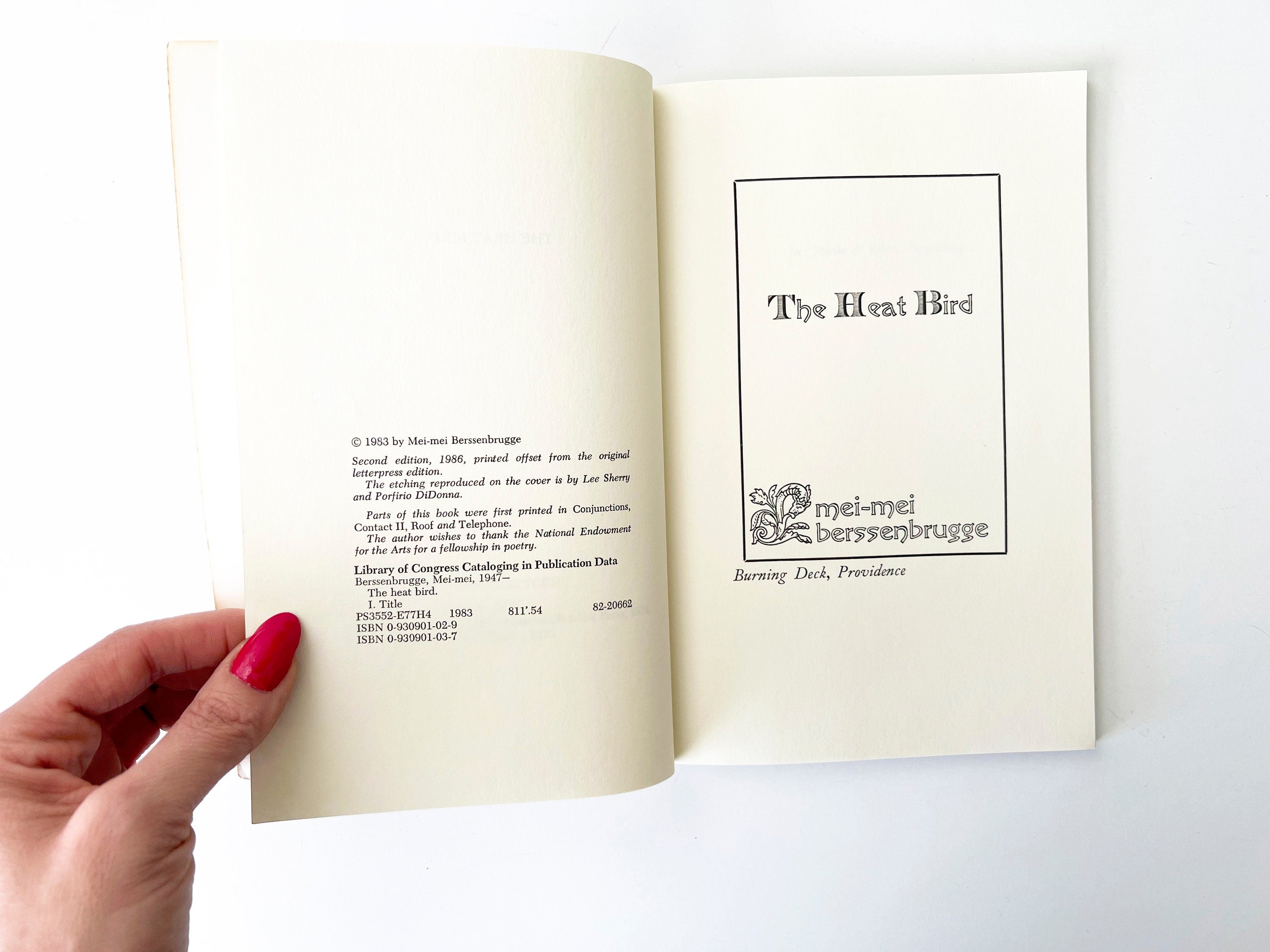 1983 the heat bird by mei-mei berssenbrugge / poetry book