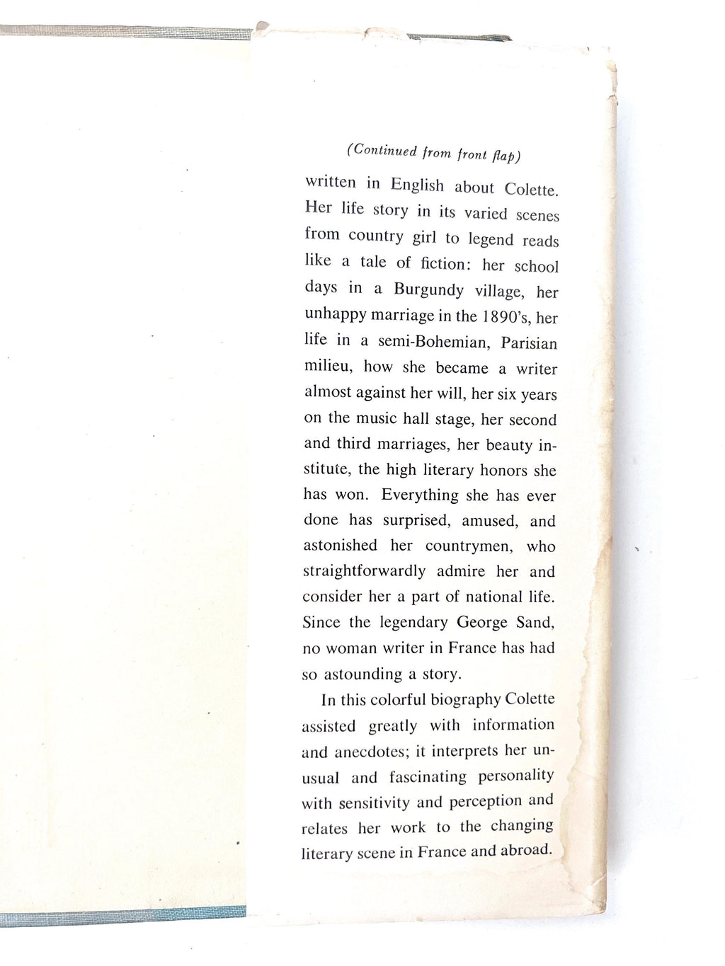 1954 colette a provincial in paris by margaret crosland / vintage biography hardcover book  / 1st edition