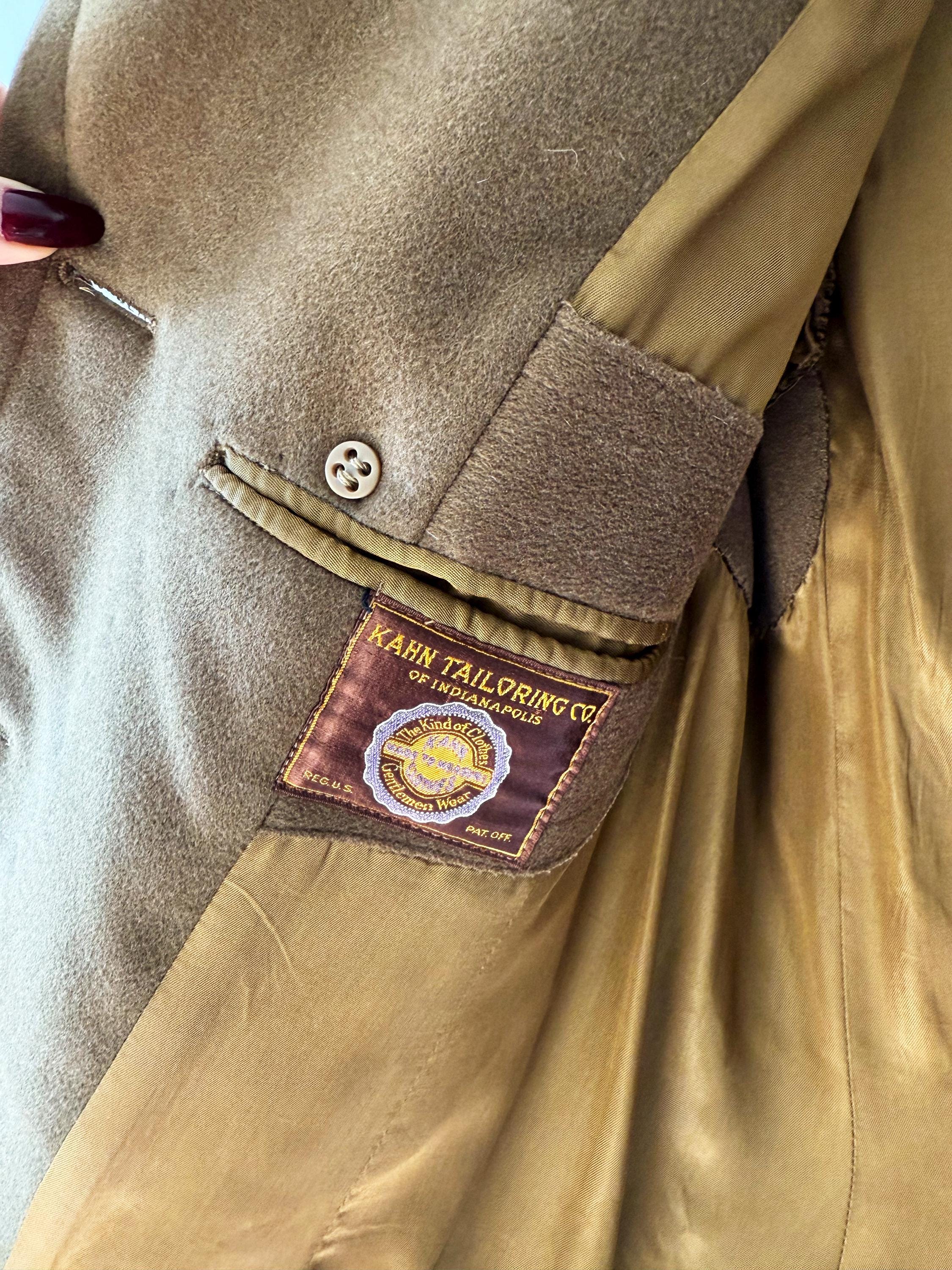 Vintage 1940s Military Wool Coat: Kahn Tailoring, Mens Small