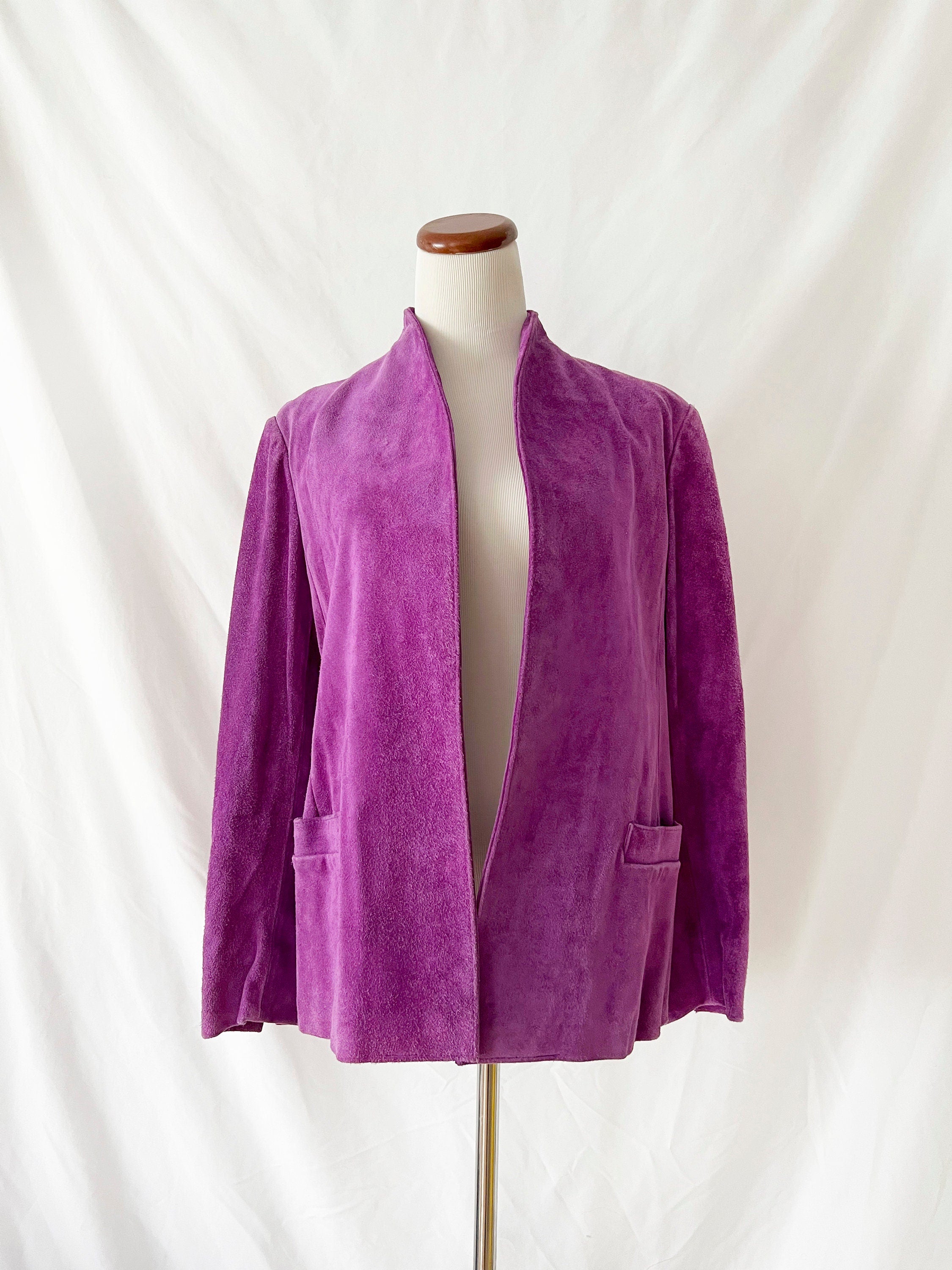 Vintage 1970s Purple Suede Jacket Miss Bergdorf Leather Jacket medium