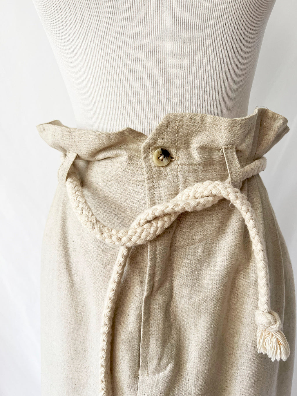 norman todd california linen skirt / rope belt / size 2
