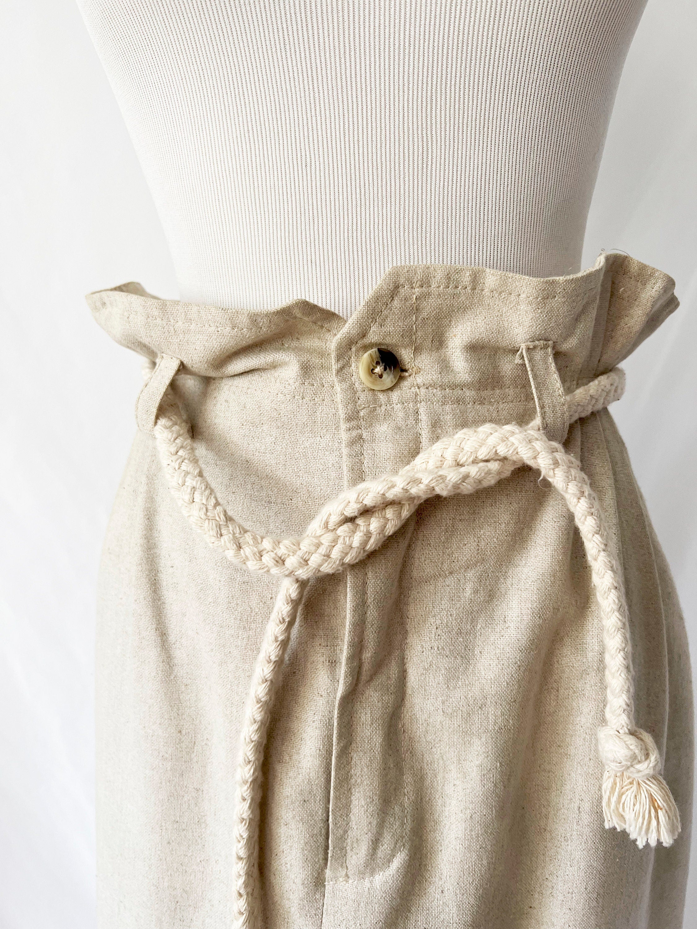norman todd california linen skirt / rope belt / size 2