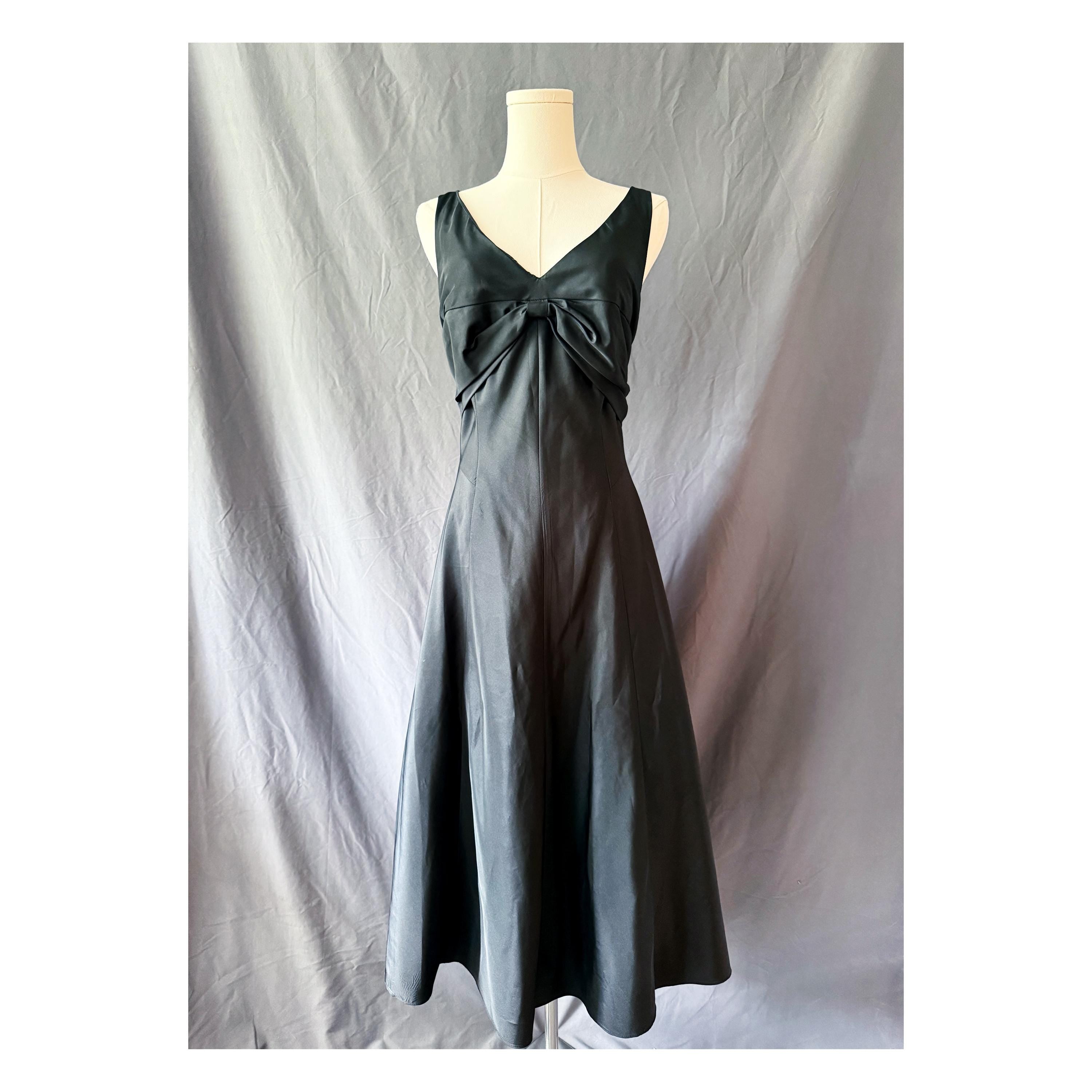 Princess Cut Vintage Black Dress  Big Bow at back Size 12