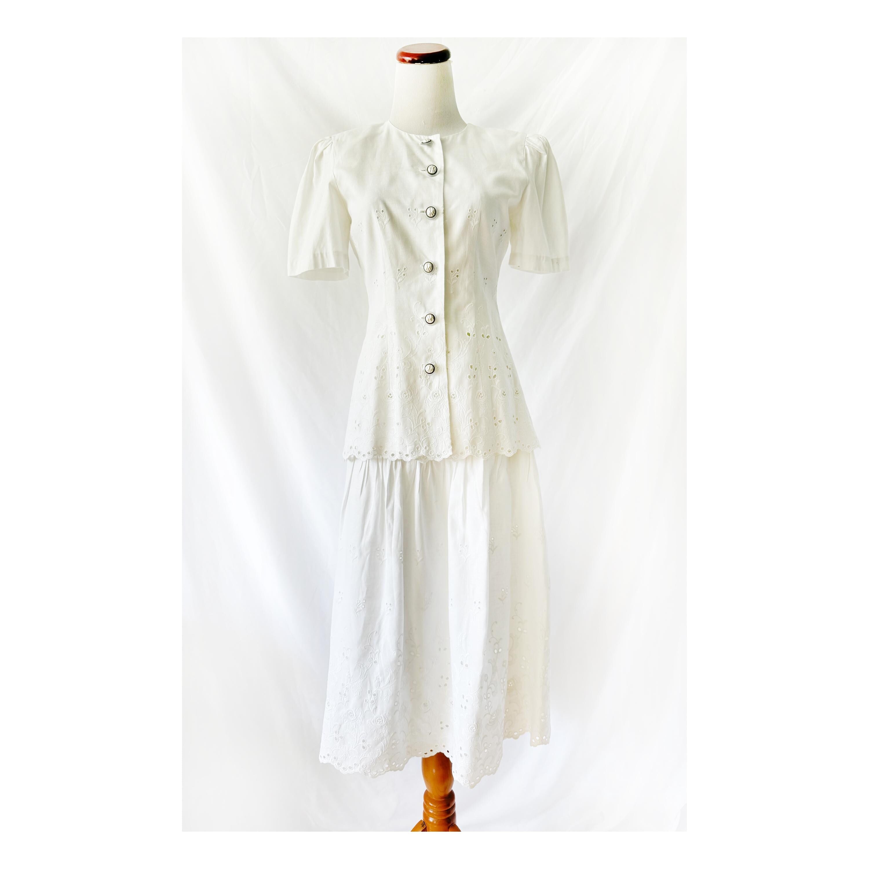 White Eyelet Cotton 2Piece Skirt Set Size 6