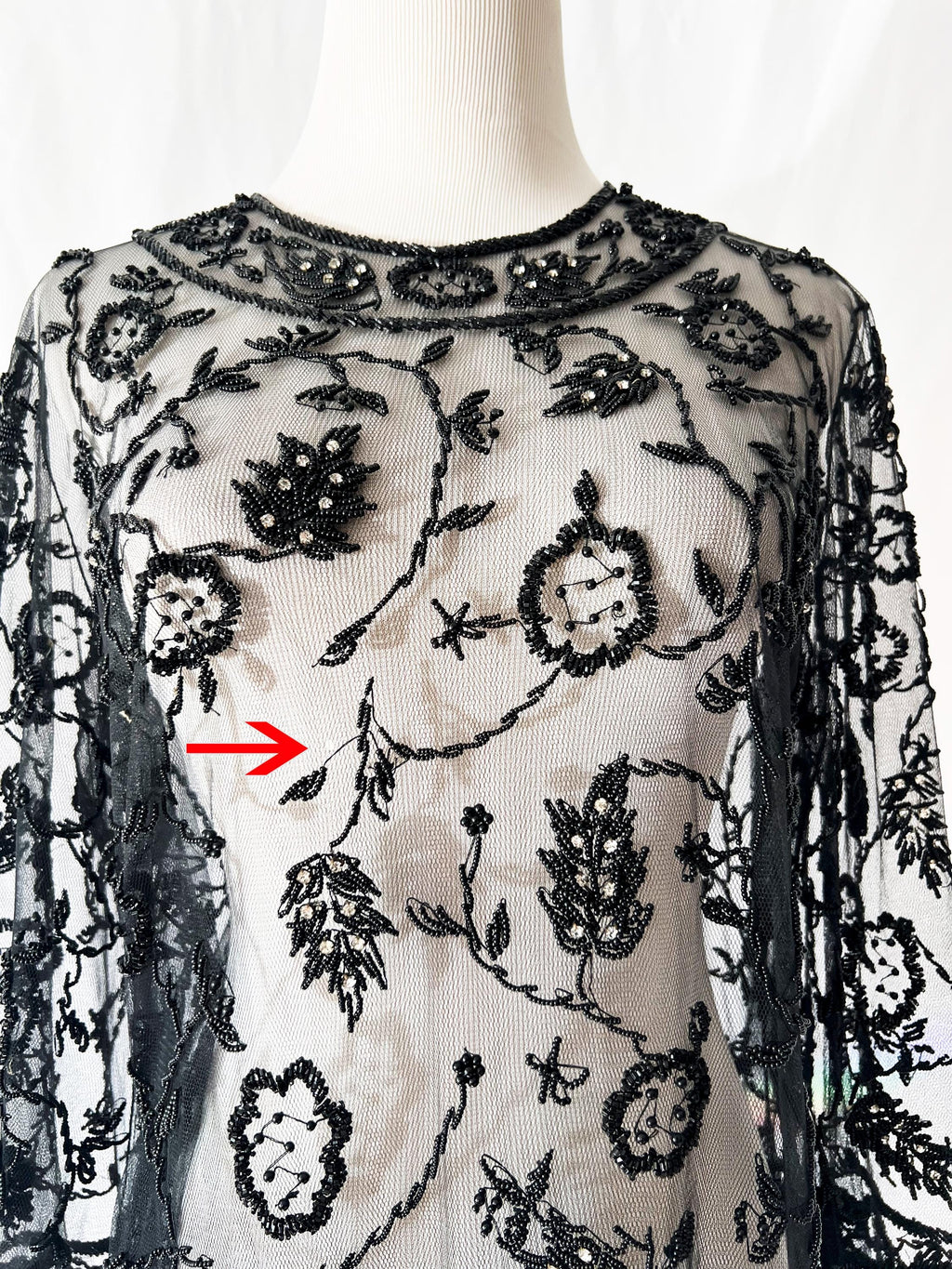 vintage sheer beaded dress medium / large