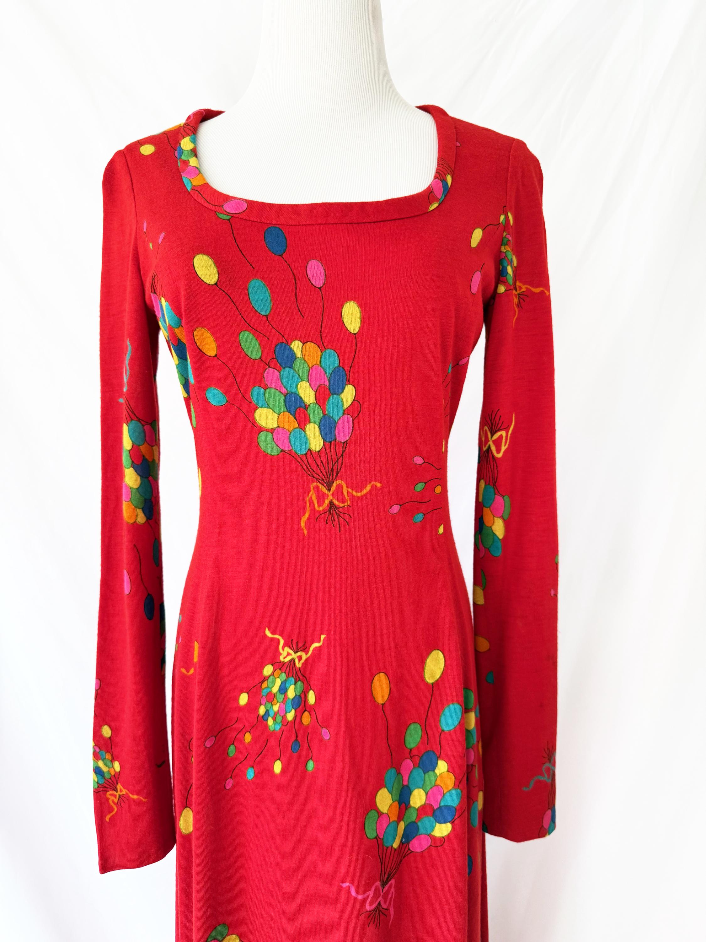 Vintage 1960s Balloons Wool Dress by Papillon for Ms. Bergdorf Goodman Small