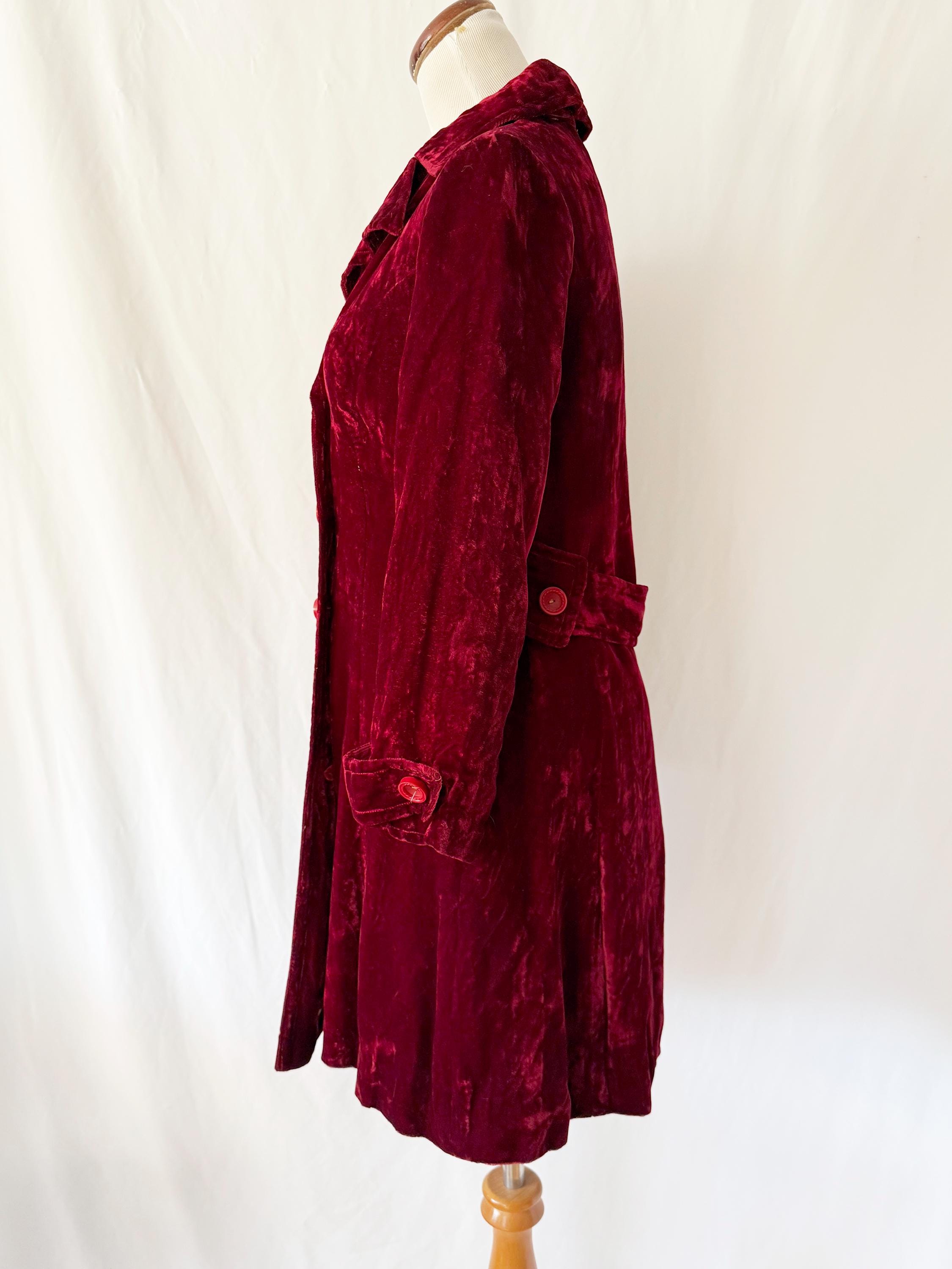 vintage red crushed velvet jacket small