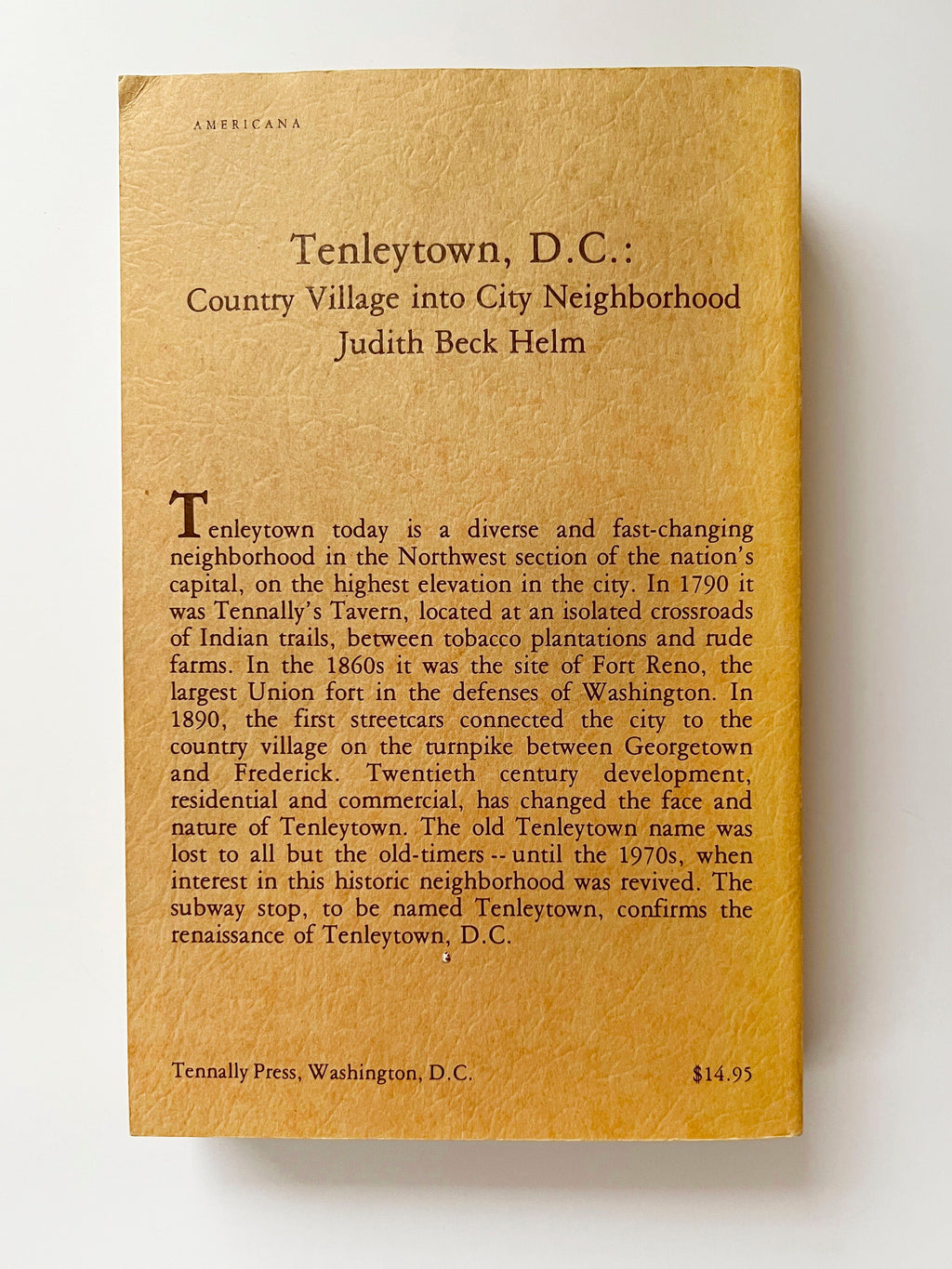 1981 Tenleytown D.C. History Book: Judith Beck Helm, Washington DC