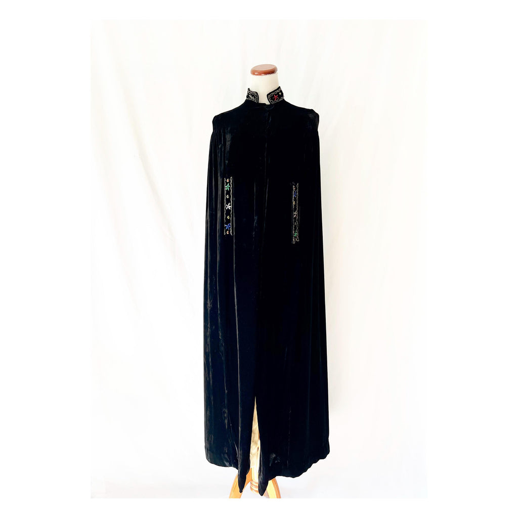 jeweled black velvet cape