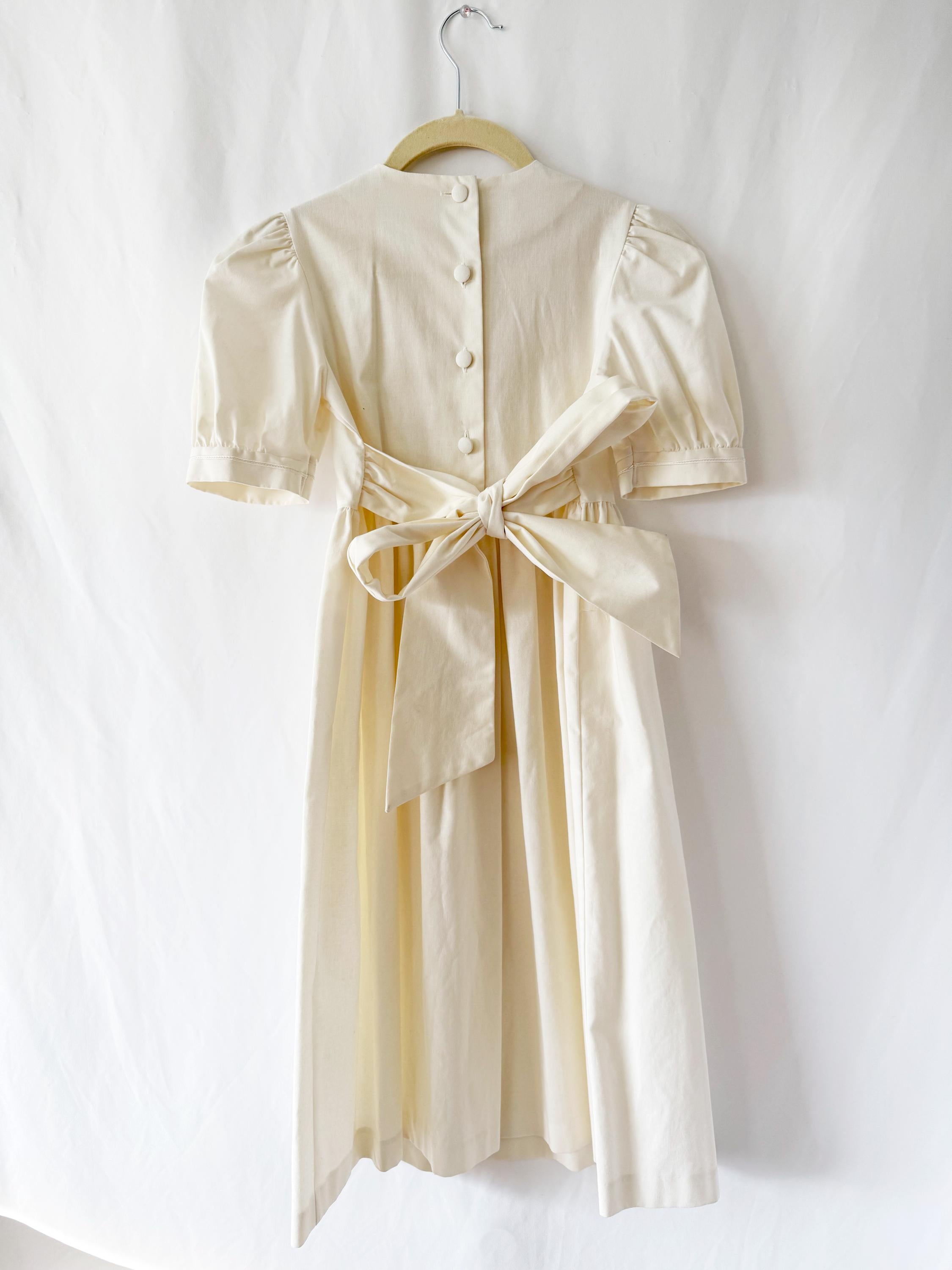 Vintage Laura Ashley Mother & Child Dress White Ribbon Size 7