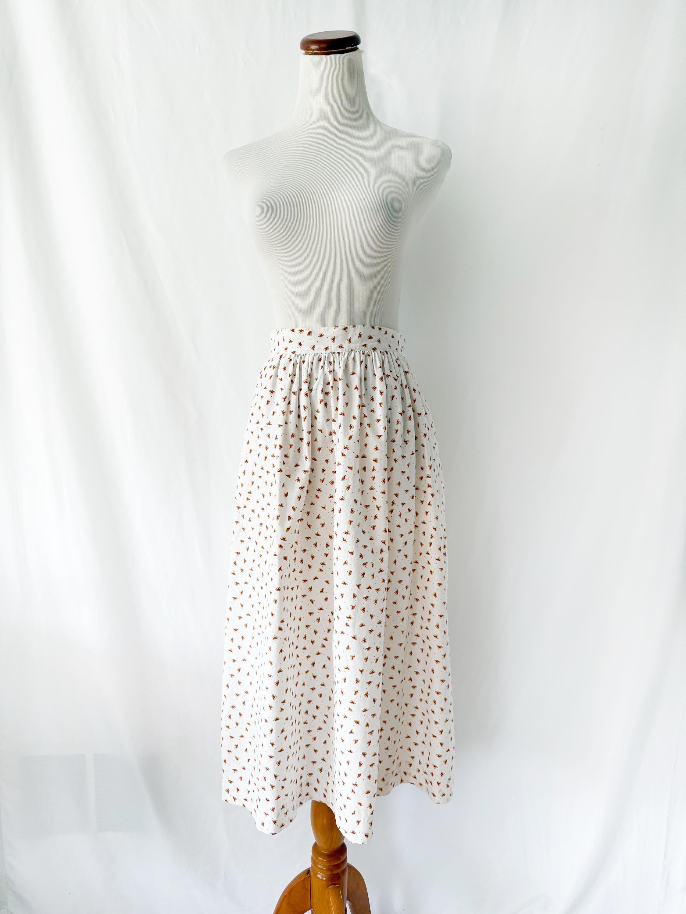 Vintage 1980s high waist white cotton skirt by Samantha Scott small