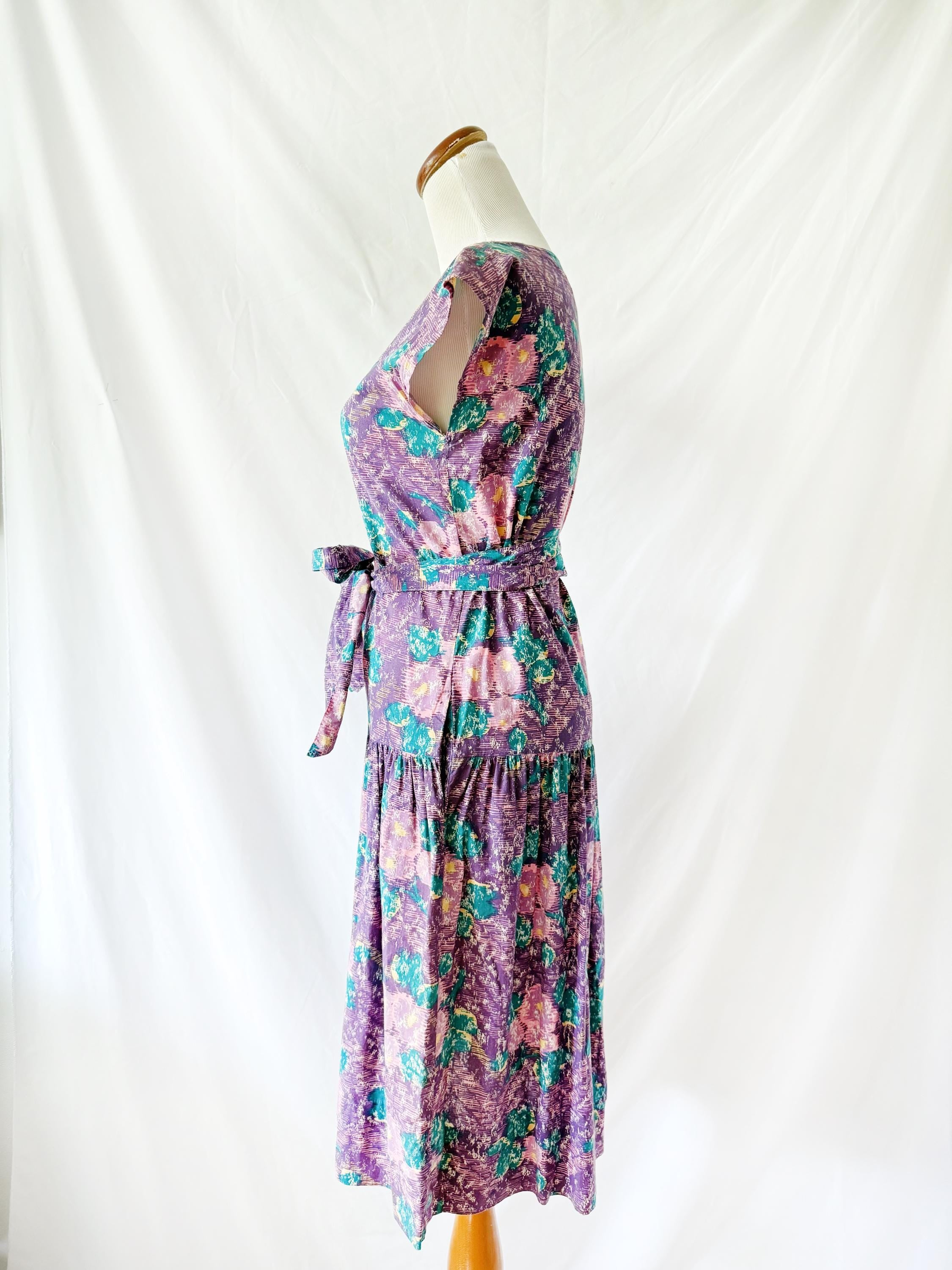 Vintage Laura Ashley Abstract Floral Print Dress Small
