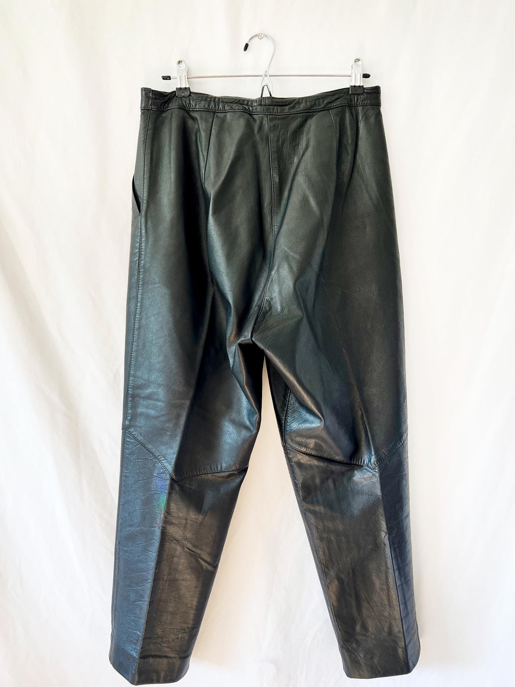 1980s vintage black leather pants medium / large