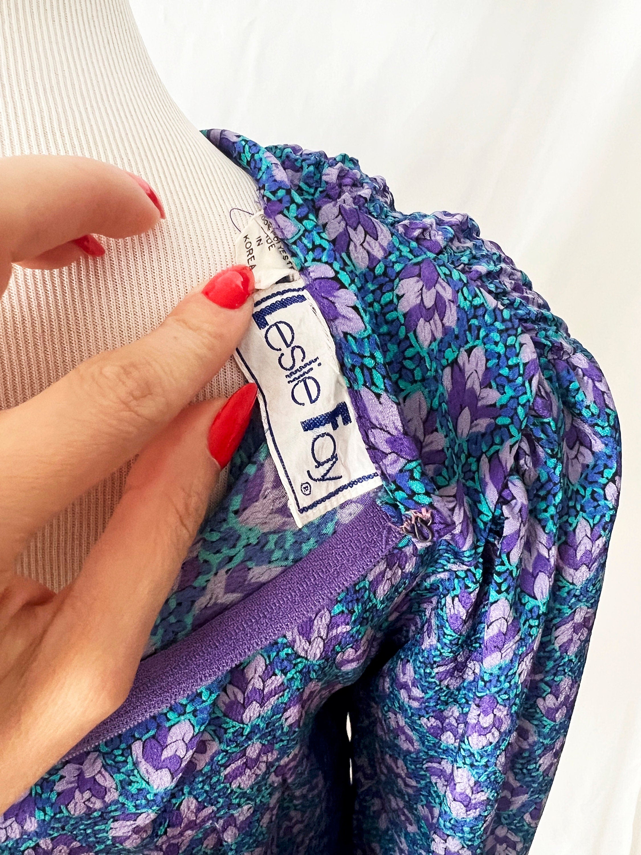 Vintage 90s Babydoll Dress / Leslie Fay / medium