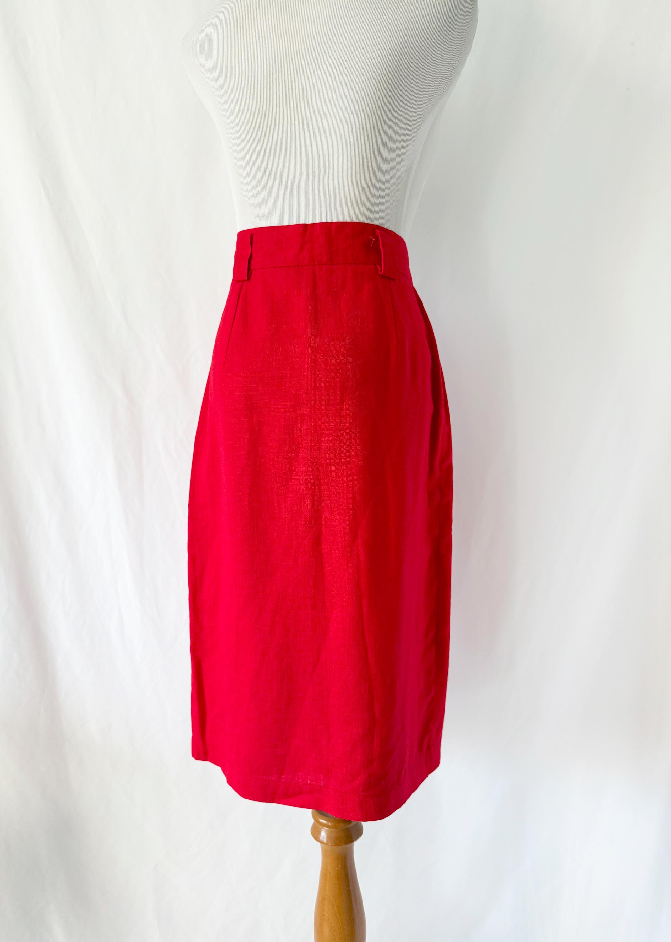 Draped Red Linen Skirt Jones New York Size 6