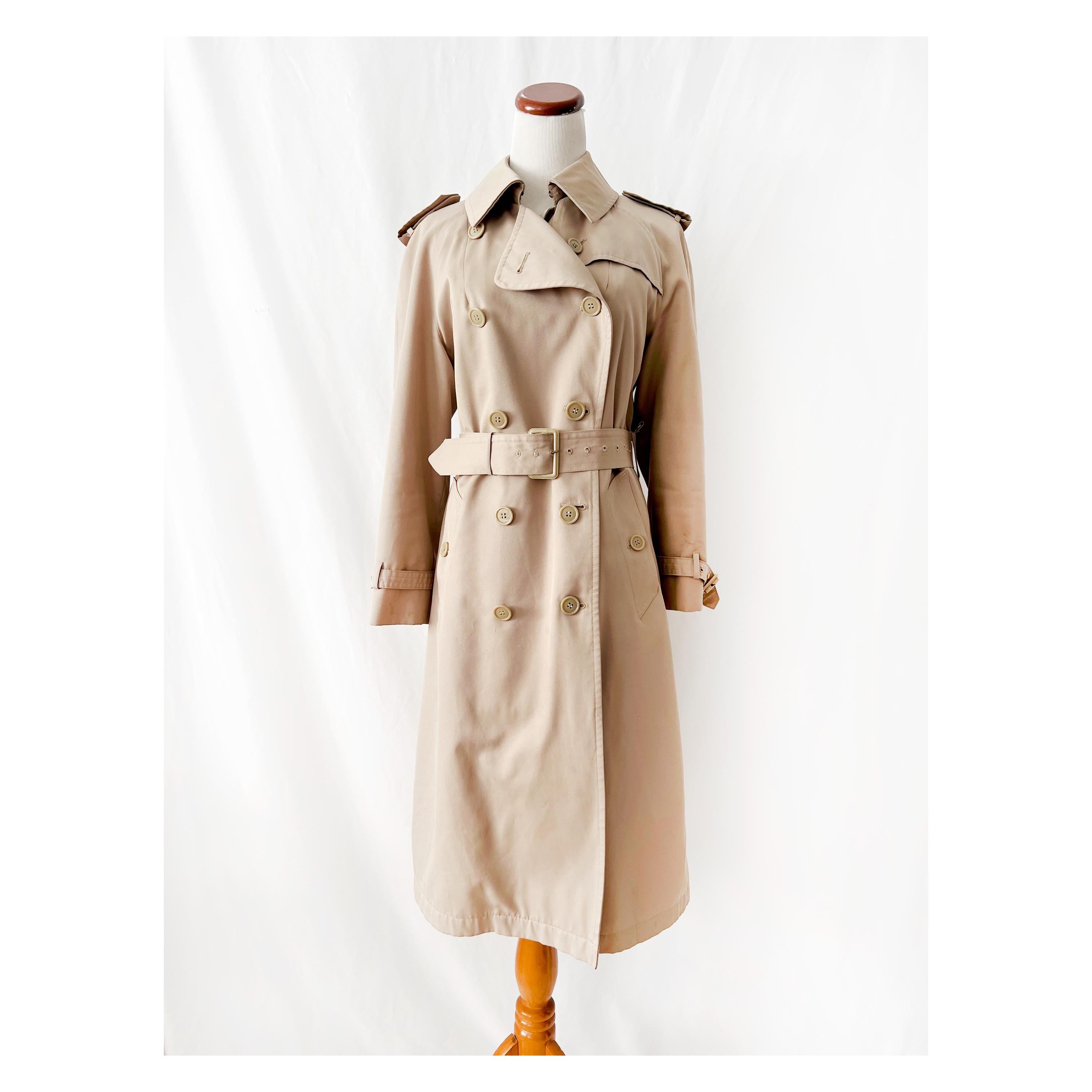 Vintage Misty Harbor Trench Coat: 70s-80s Double Breasted Midi, Size Medium