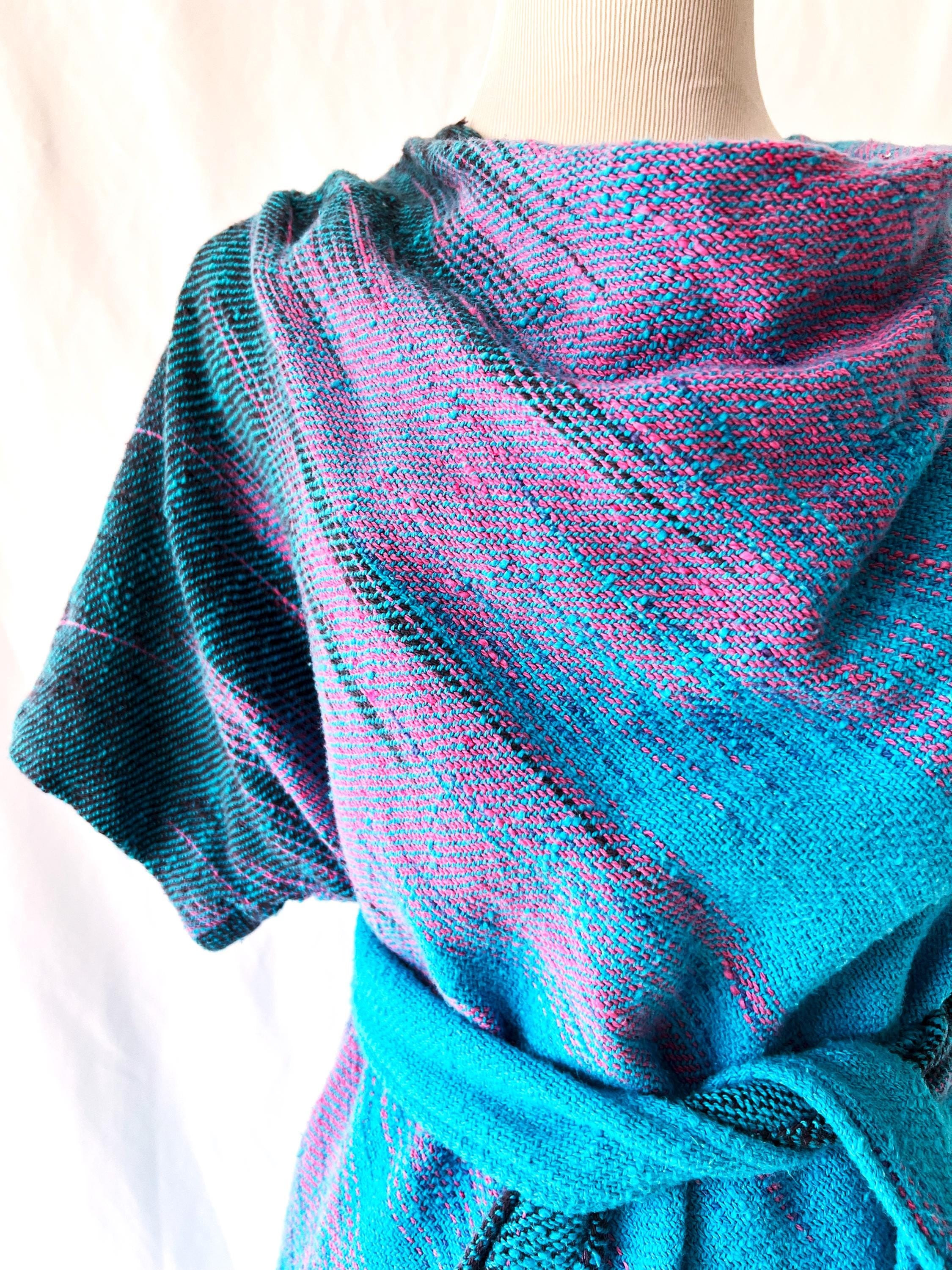 vintage 1980s handwoven skirt set / turquoise and pink / dreamweaver / medium