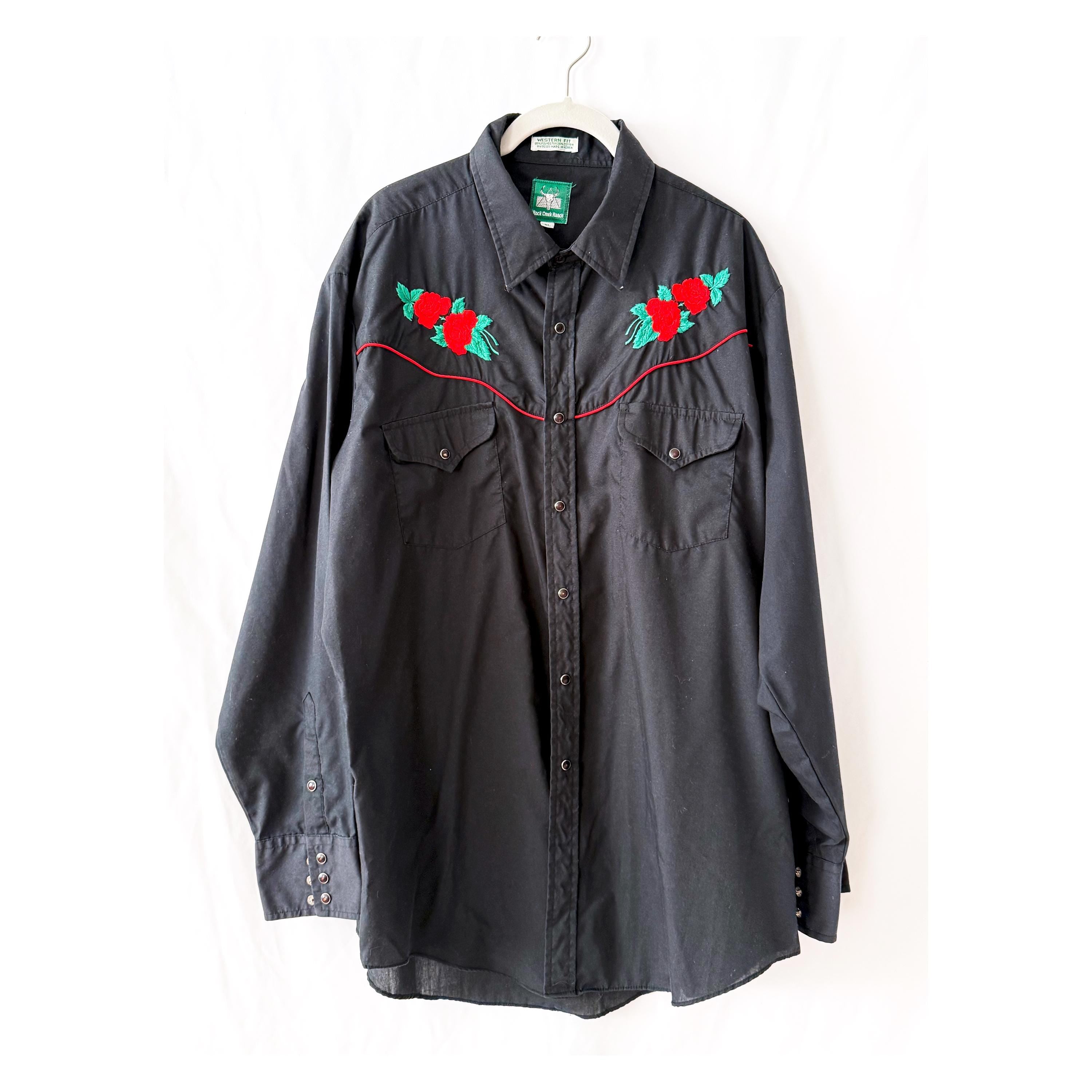 Vintage Embroidered Rose Western Shirt - Rock Creek Ranch XL