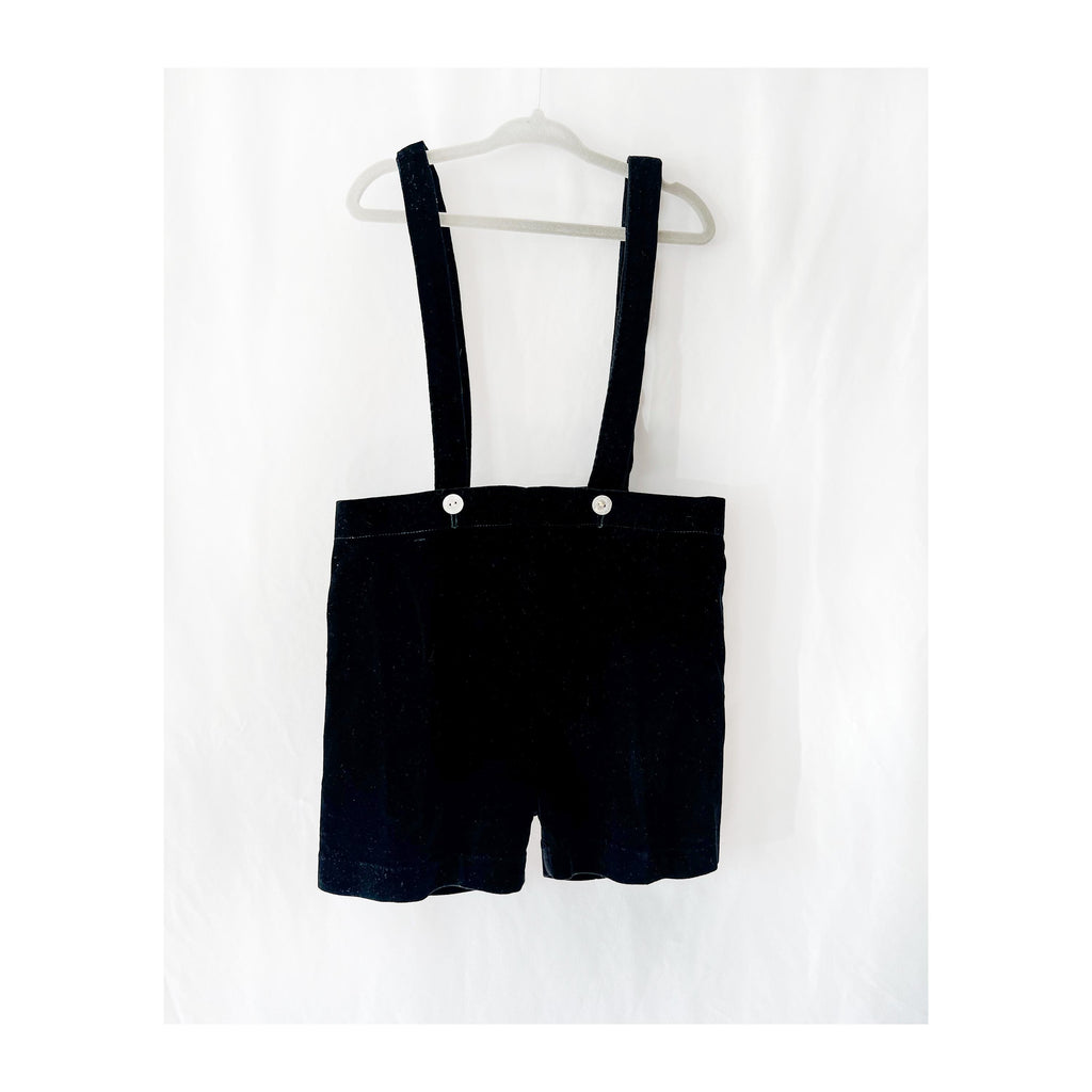 4t  60s black velvet suspender shorts