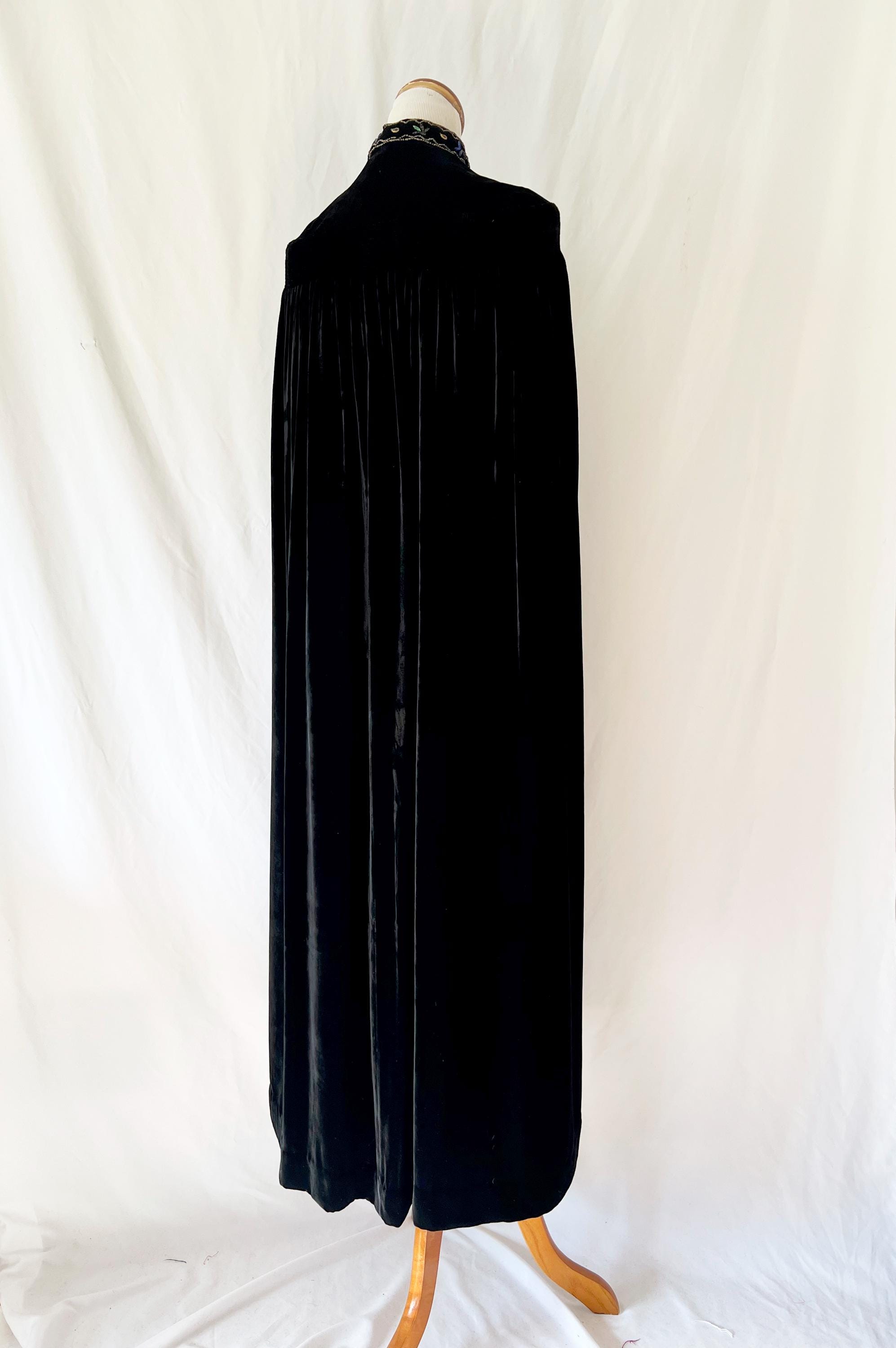 jeweled black velvet cape