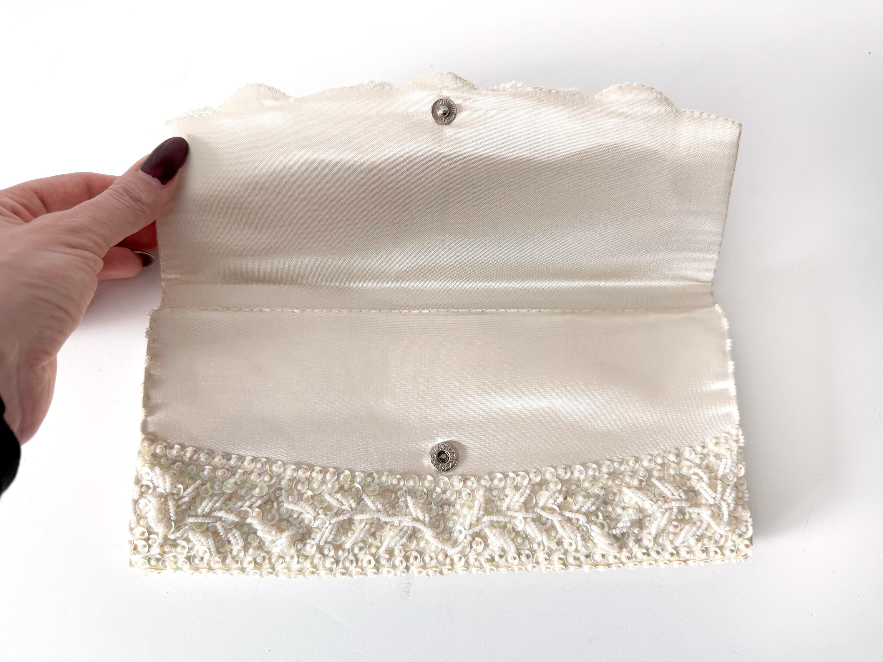 beaded rosettes vintage clutch