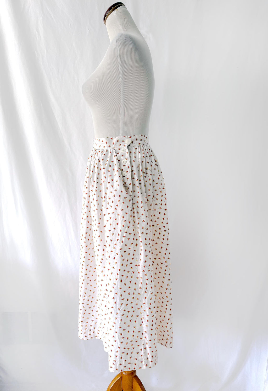 Vintage 1980s high waist white cotton skirt by Samantha Scott small