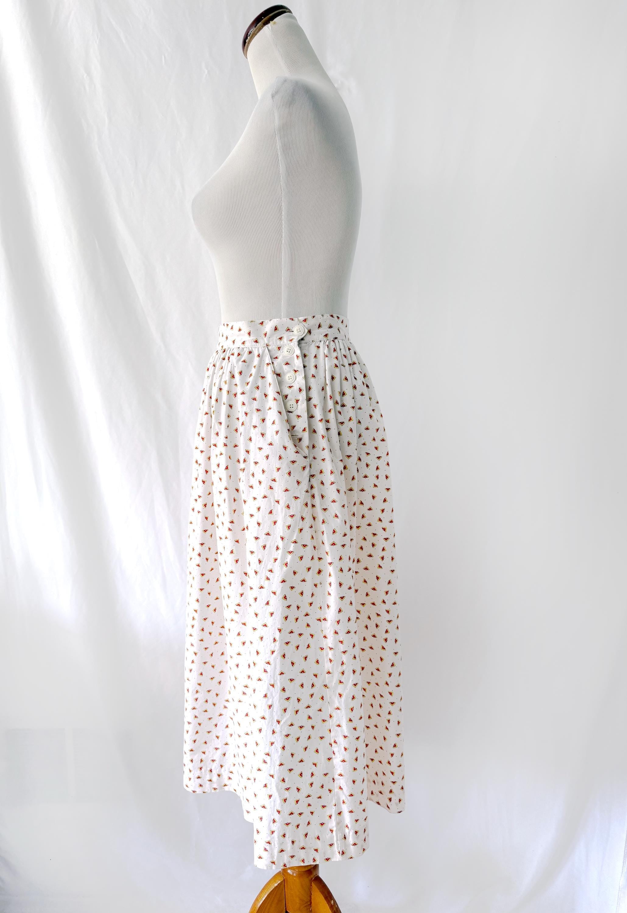 Vintage 1980s high waist white cotton skirt by Samantha Scott small