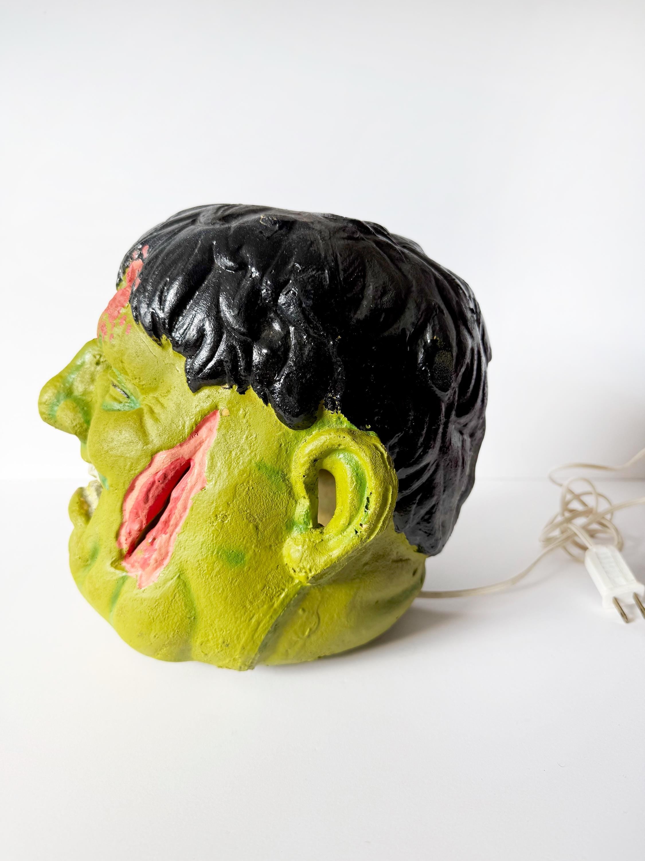 1996 Frankenstein Head Halloween Light Up Blow Mold Foam Face Matrix Industry