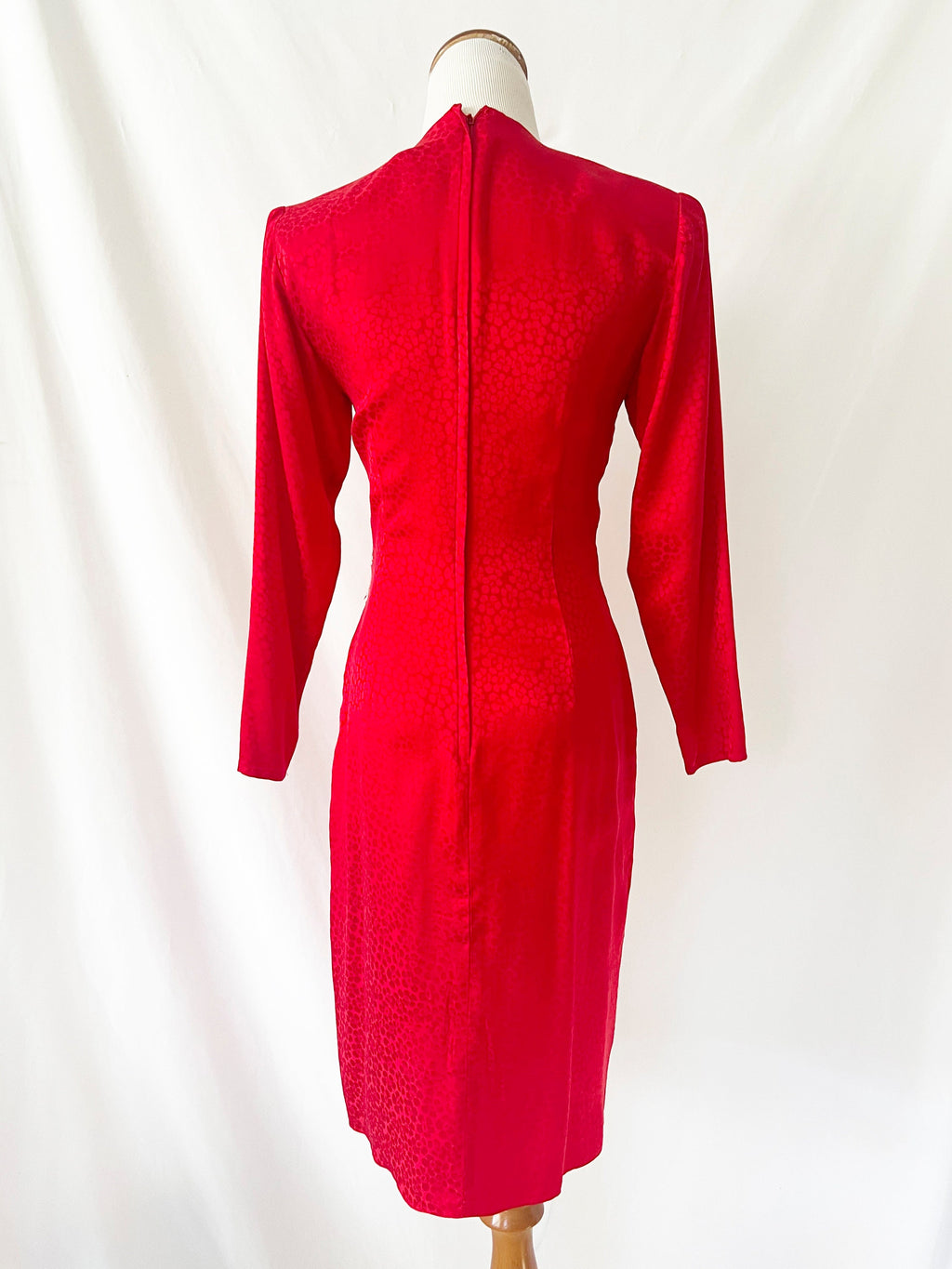 1980s vintage red silk dress with sequin waist argenti small