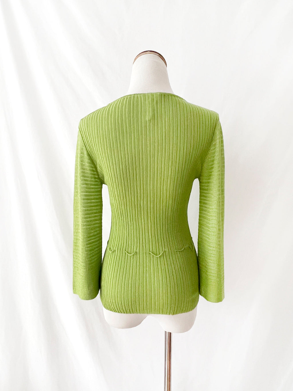 sufer paris 70S green knit top vintage parisian fashion small