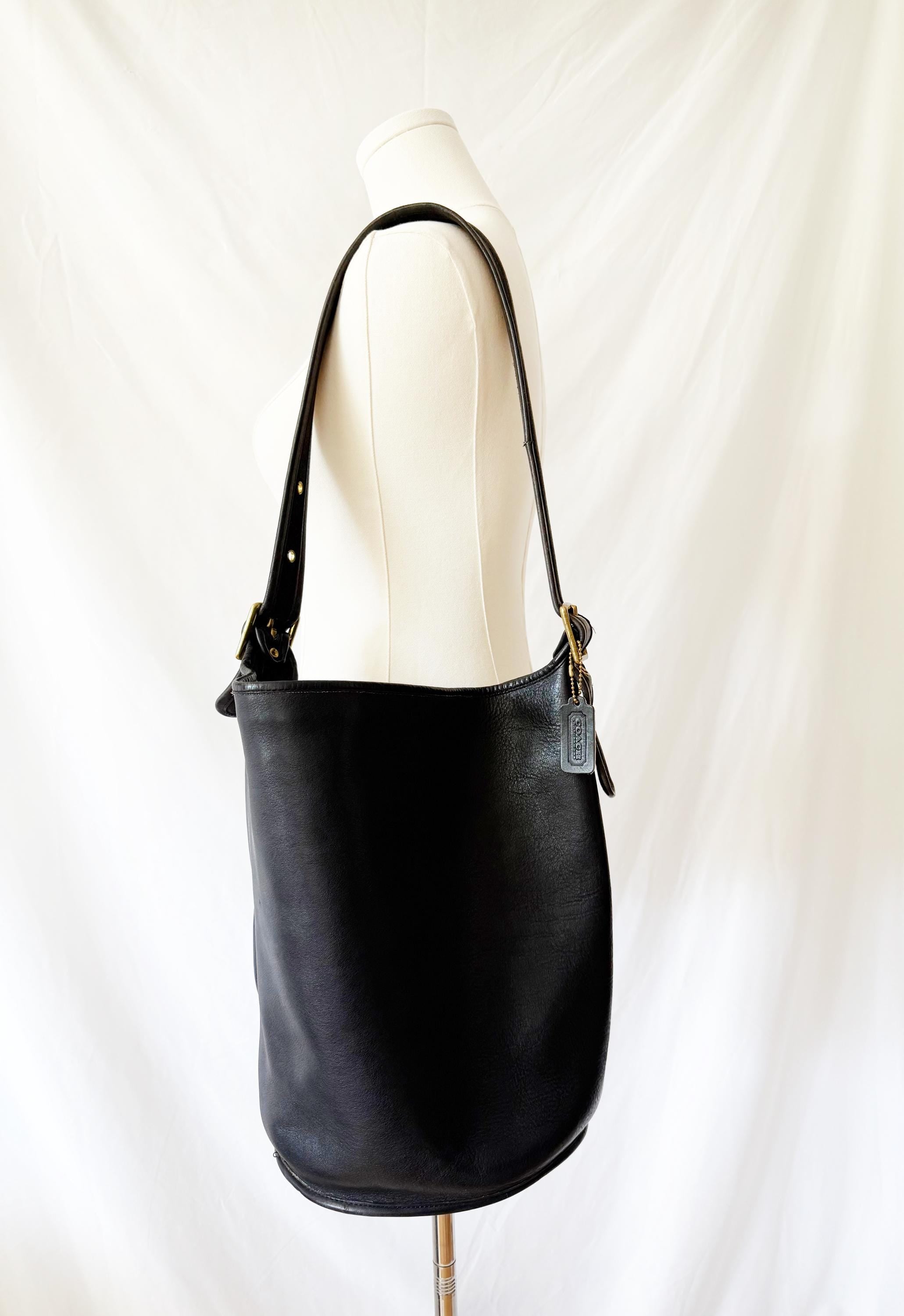 Vintage Coach Black Leather Bucket Bag: Annie Hall Style