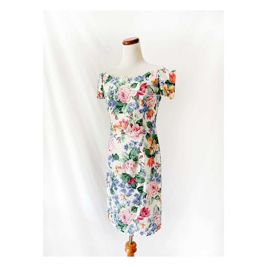 jarrods / off the shoulder / cotton floral dress / medium