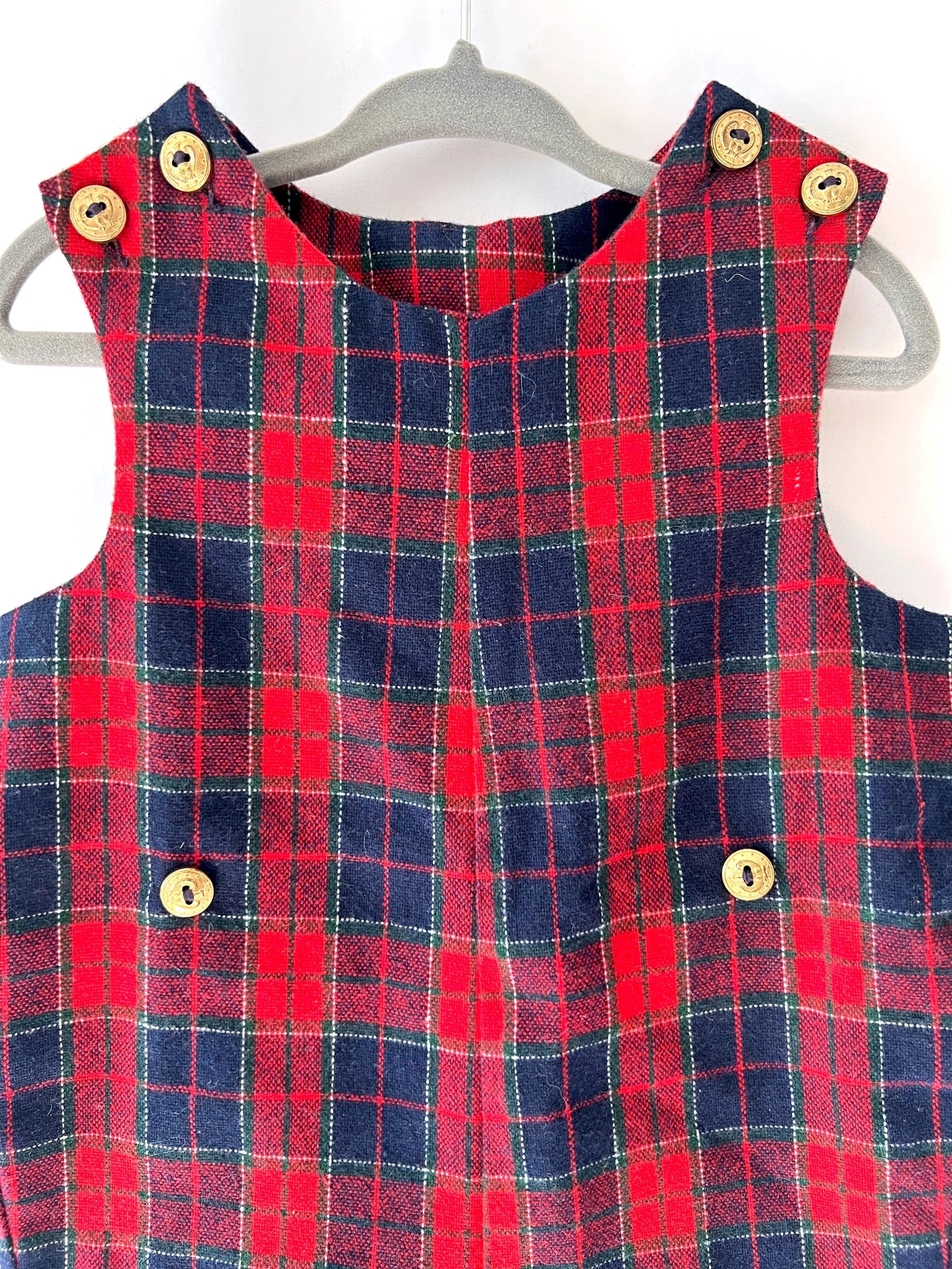 2t 1960s tartan plaid jumpsuit one piece romper