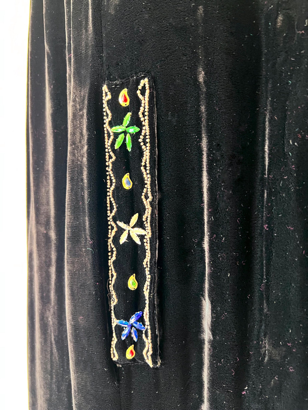 jeweled black velvet cape