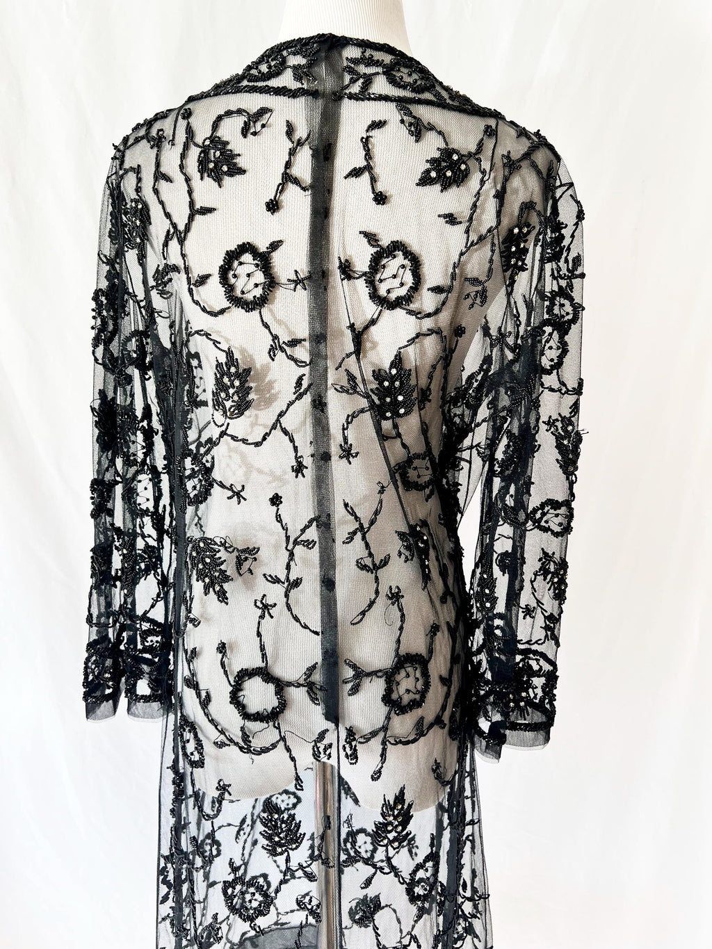 vintage sheer beaded dress medium / large