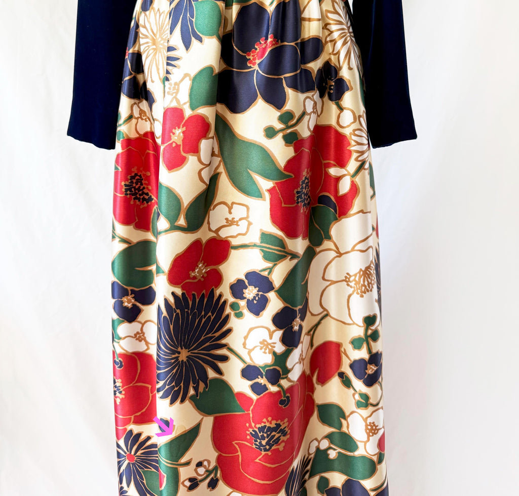 Vntg 1960s Silk Velvet Gown | 60s Floor Length Dress Small