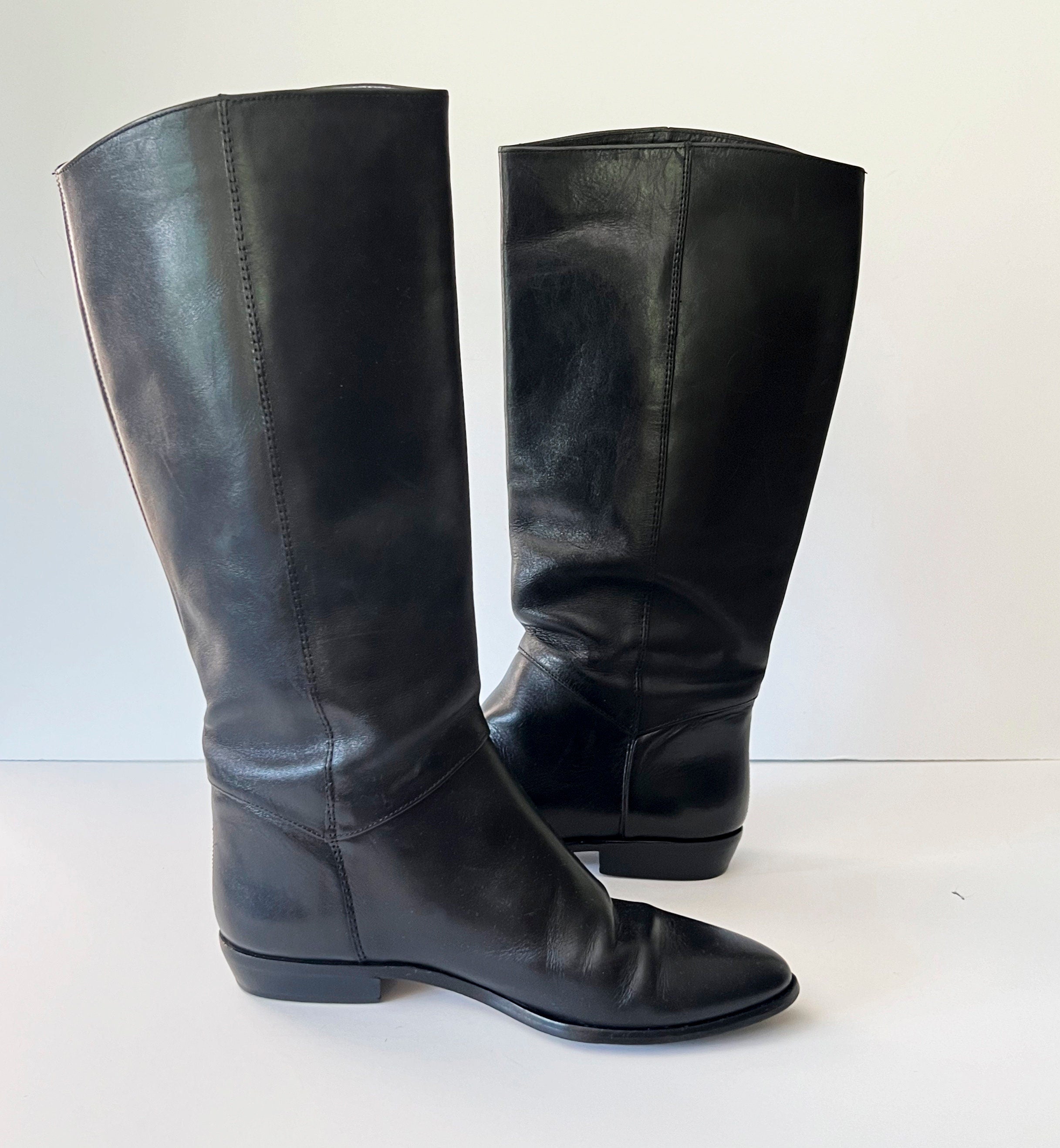 Vintage Nine West Black Leather Riding Boots - Size 7.5